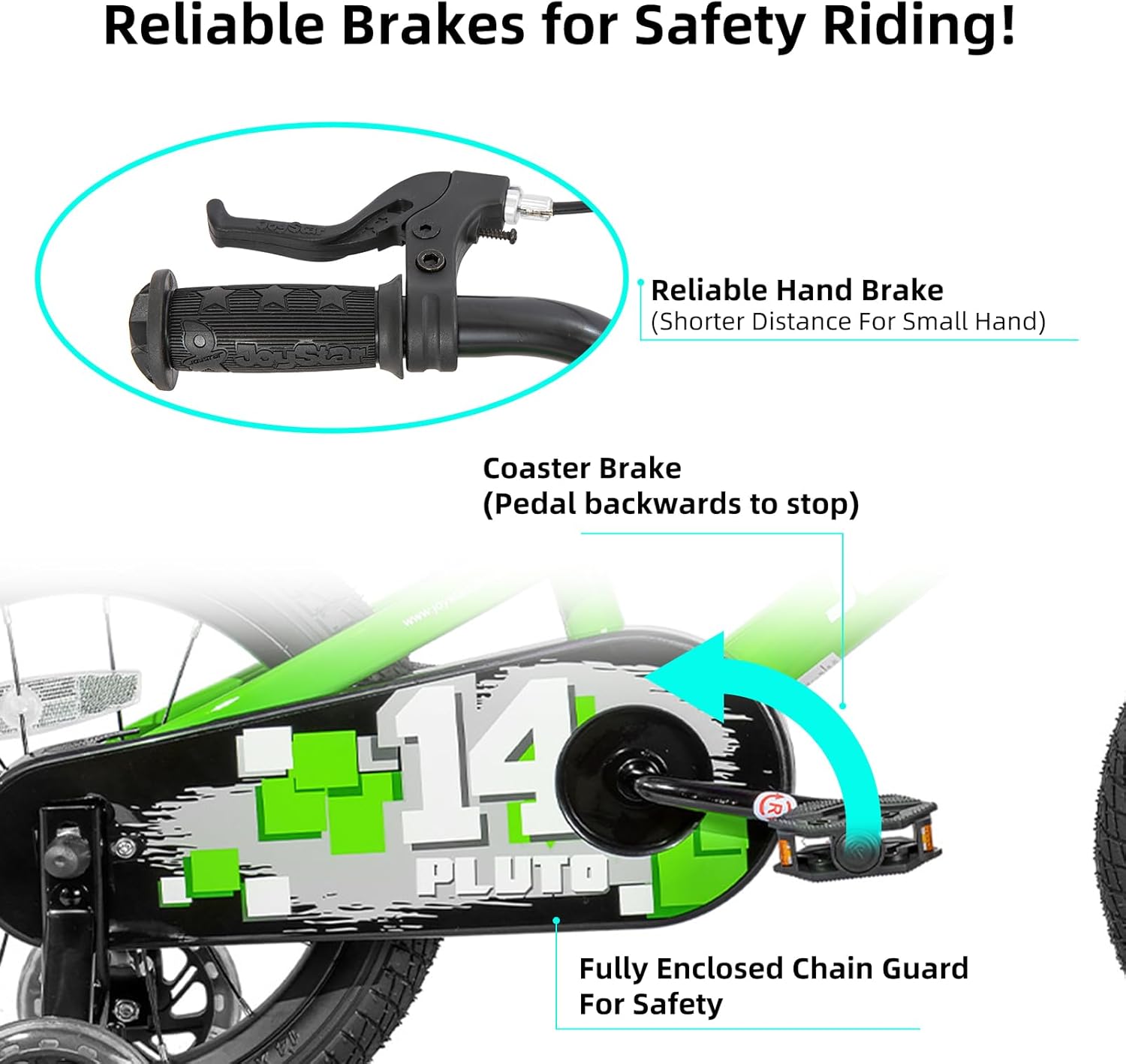 🌲Christmas Sale🎅 JOYSTAR Pluto 12 14 16 18 20 Inch Kids Bike with Light Up Training Wheels, Kids' Bicycle for Boys Girls Age 3-12 Years
