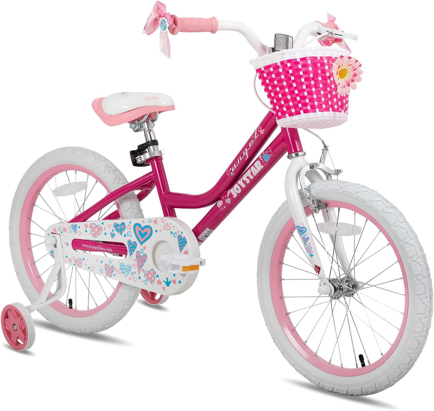 🌲Big clearance sale🎅 JOYSTAR Angel Girls Bike for Toddlers and Kids Ages 2-13 Years Old, 12 14 16 18 20 Inch Kids Bike with Training Wheels & Basket, 20 24 Inch Girls Bicycle with Handbrake & Kickstand
