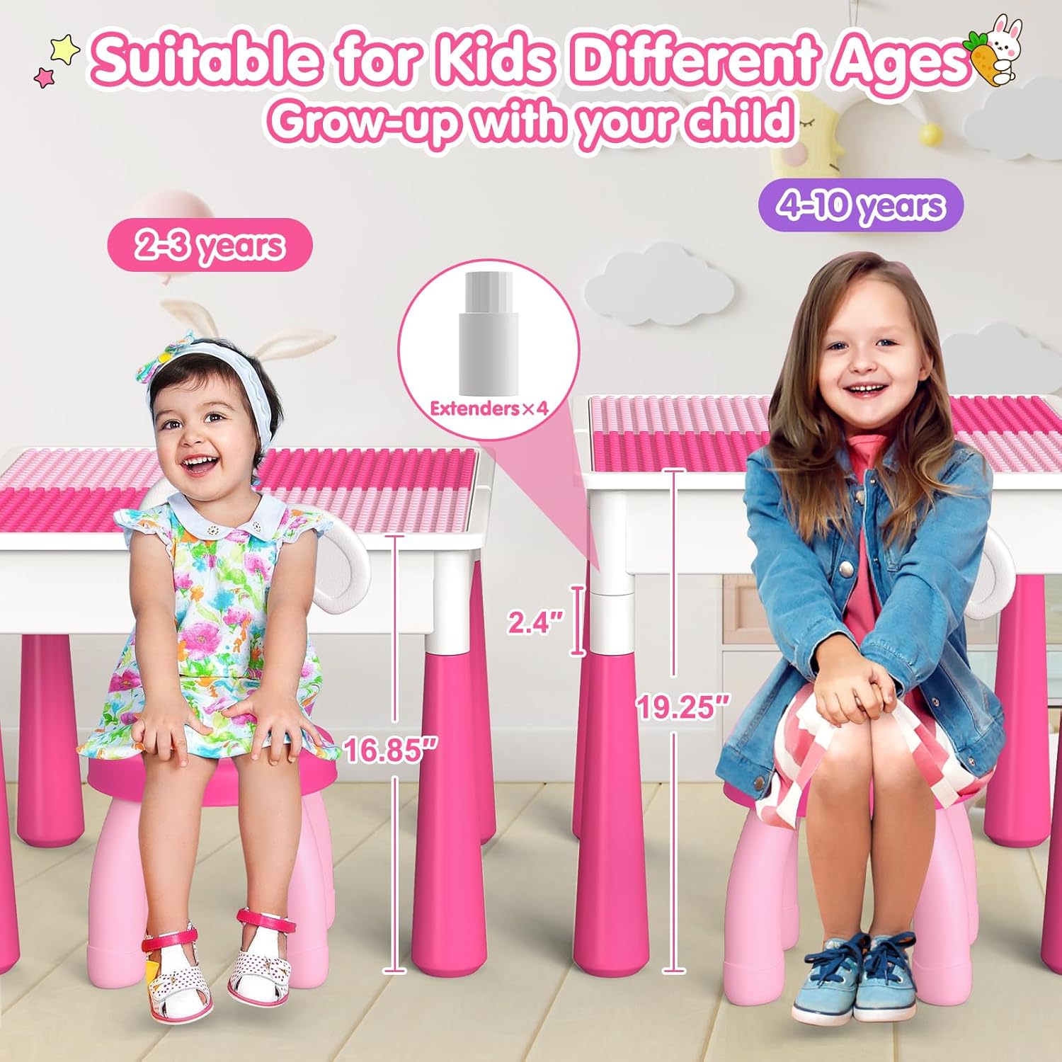 OCATO Kids Activity Table Toddlers Kids Table and Chair Set with 152Pcs Large Marble Run Building Blocks All in One Kid Play Water Tables Sand Tables, STEM Toys for Boys Girls 3 4 5 6 Year Old