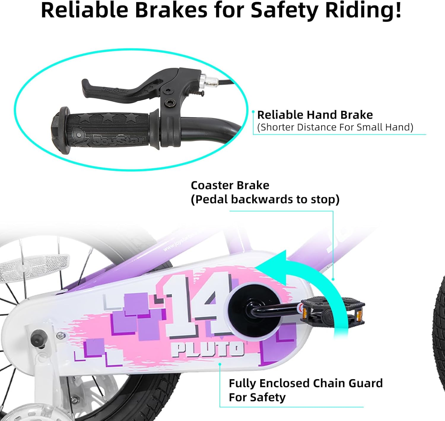 🌲Christmas Sale🎅 JOYSTAR Pluto 12 14 16 18 20 Inch Kids Bike with Light Up Training Wheels, Kids' Bicycle for Boys Girls Age 3-12 Years
