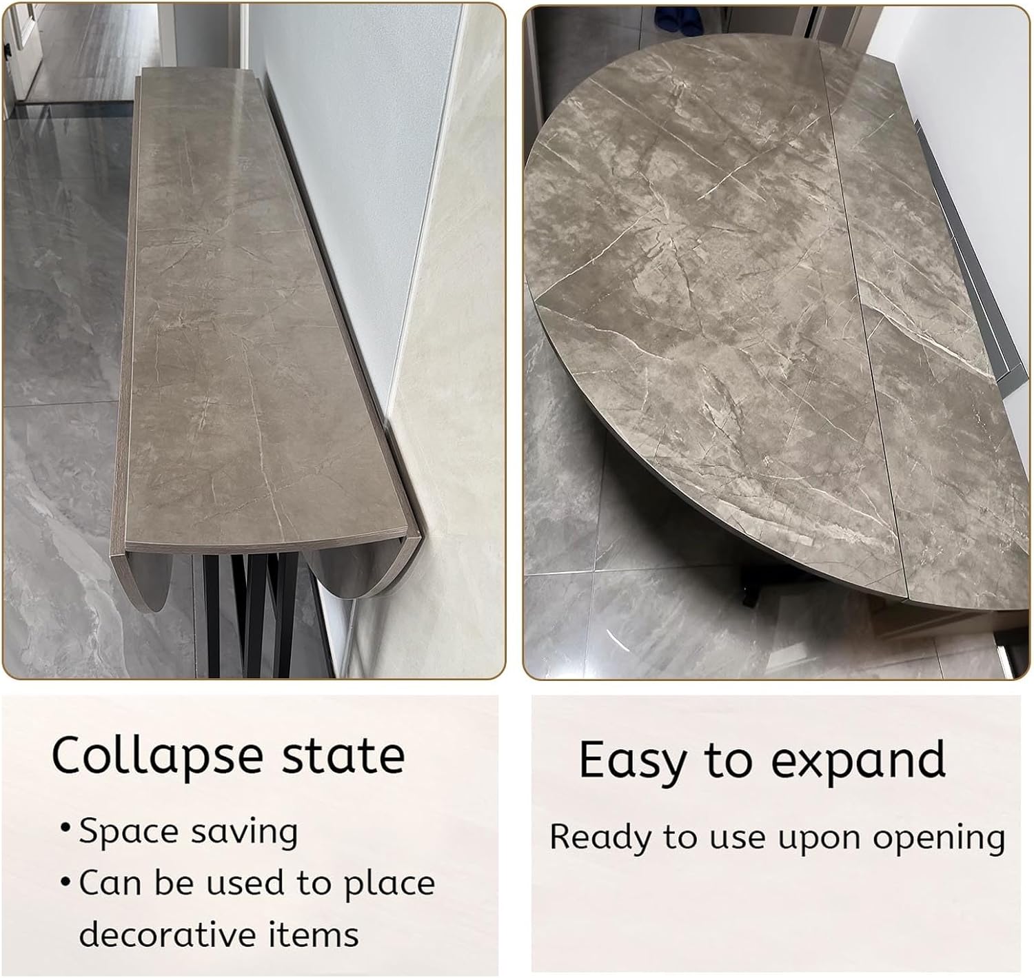 😍【Buy 1 Get 1 Free】Wooden Folding Dining Table With 4 Wheels Round Foldable Kitchen Table Space Saving Dining Table Vintage Expandable Dining Table For 6 Dining Room Tables Banquet Tables For Gatherings Meeting