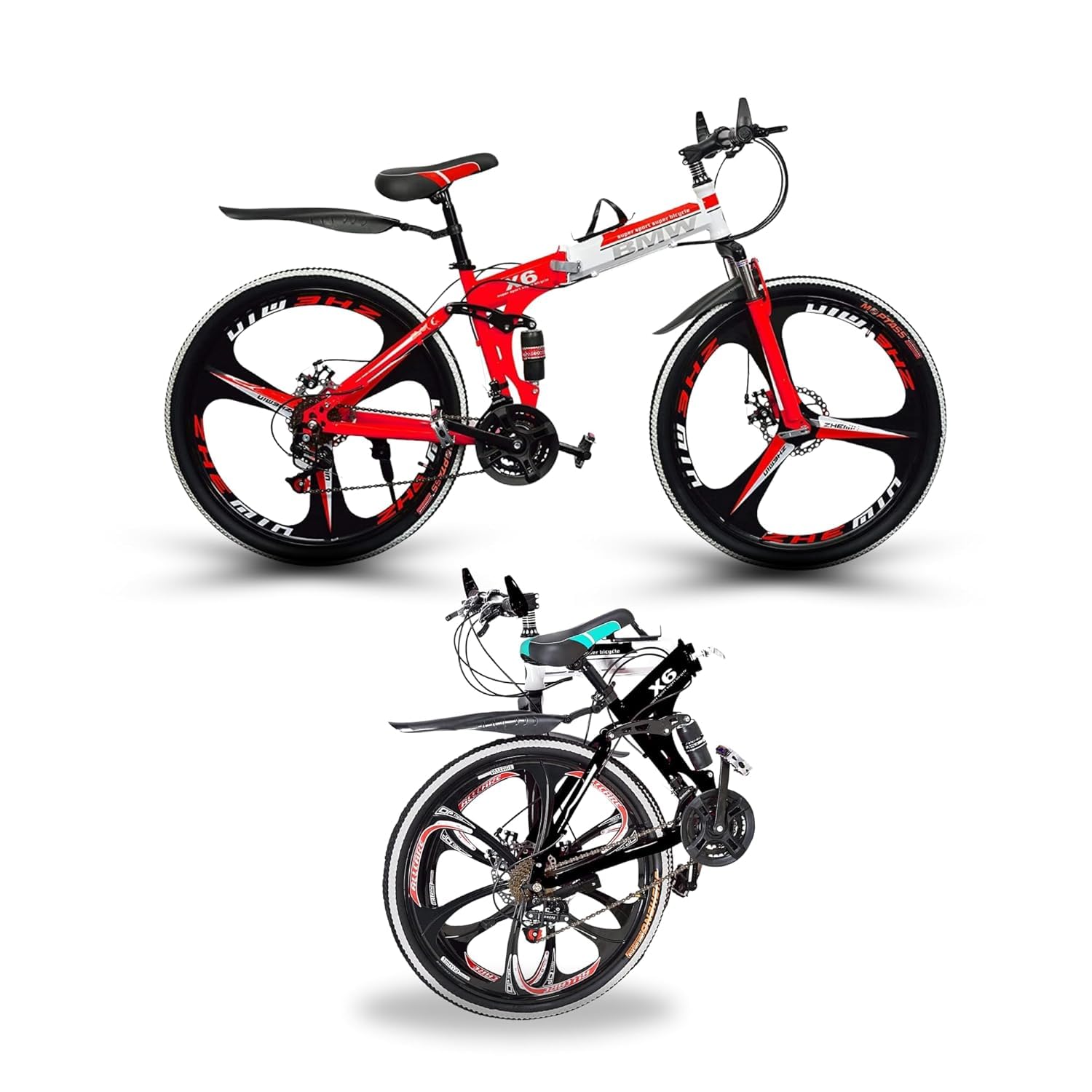 🔥 BMV Foldable Cycle for Men | 26-Inch MTB Mountain Bicycle with 21-Speed Gears, Dual Disc Brakes, Hydraulic Suspension, Alloy Mag Wheels | Folding Sports Bike for Adults
