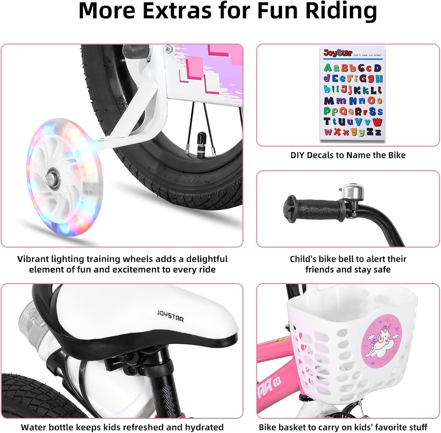 🌲Christmas Sale🎅 JOYSTAR Pluto 12 14 16 18 20 Inch Kids Bike with Light Up Training Wheels, Kids' Bicycle for Boys Girls Age 3-12 Years