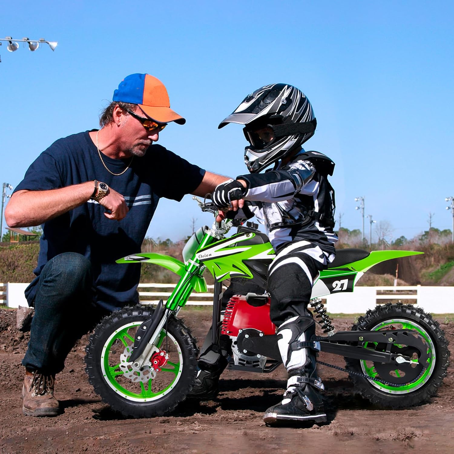 🌲🎅Year-end promotions🌲🎅gogogomoto 49cc Dirt Bike for Kids, 4-Stroke Mini Dirt Bike Pit Bike for Kid Off Road Gas Motorcycle for Child 8-14 Green