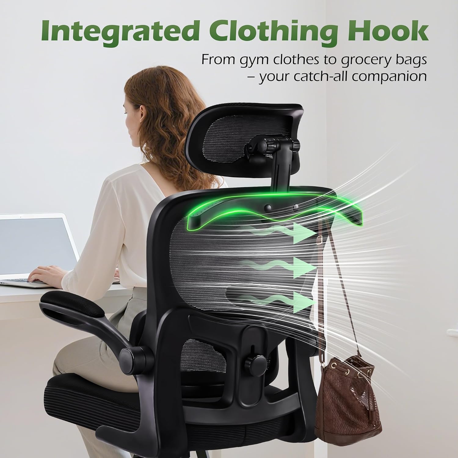 🔥【Buy 1 Get 2 Free】AreShark Office Chair Ergonomic Desk Chairs with Adjustable Lumbar Support& Headrest Hanger, High Back Breathable Mesh Chair with Wheels, Rolling Swivel Comfy Task Computer Chair for Home Work Gaming