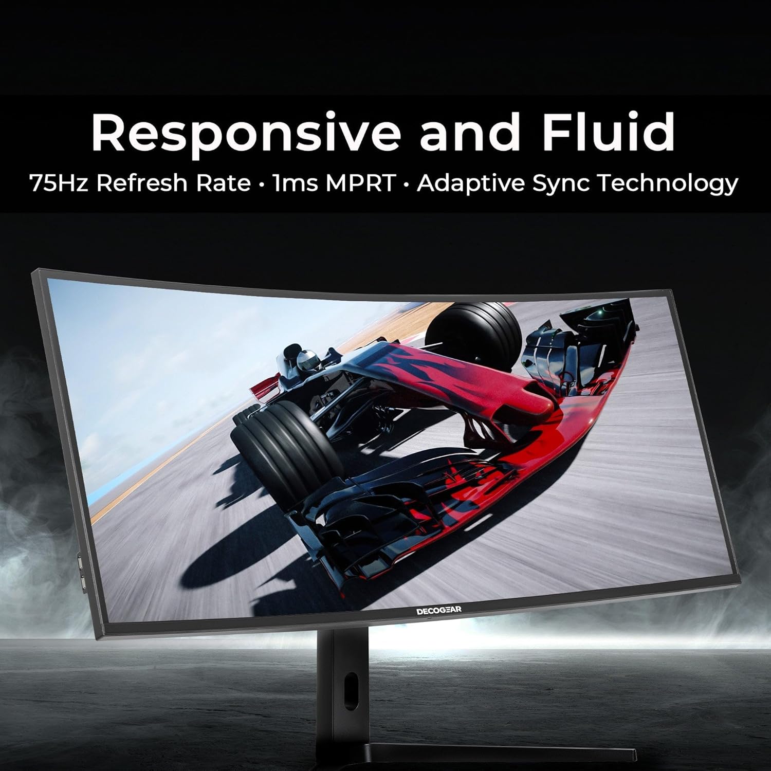 Deco Gear Curved 49” Super Ultrawide Gaming Monitor, 32:9 WDFHD 3840×1080, 144Hz, 4ms, 3000:1 VA, HDR400, Adaptive Sync, USB-C 65W, HDMI/DP, PBP/PIP, KVM, 1800R, American Seller
