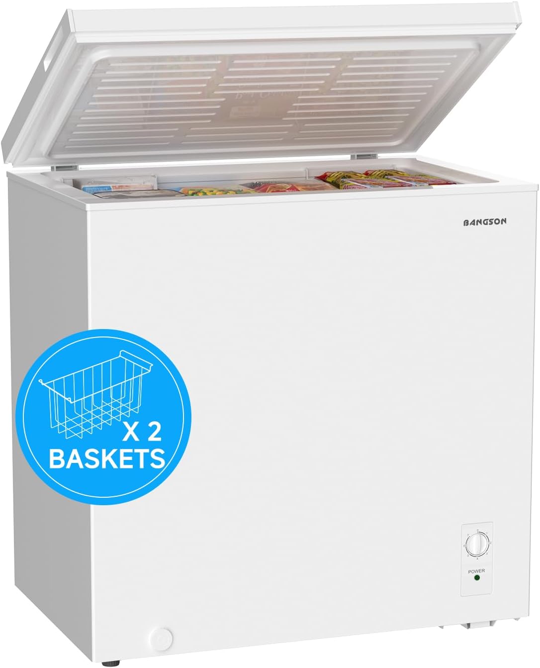 💯【Free iron with every order】BANGSON 7.1 Cu.Ft Chest Freezer, Deep Freezer with Adjustable Thermostat, Top Open Door Freezer with Removable Basket, Quiet Operation, Ideal for Kitchen/Apartment/Office
