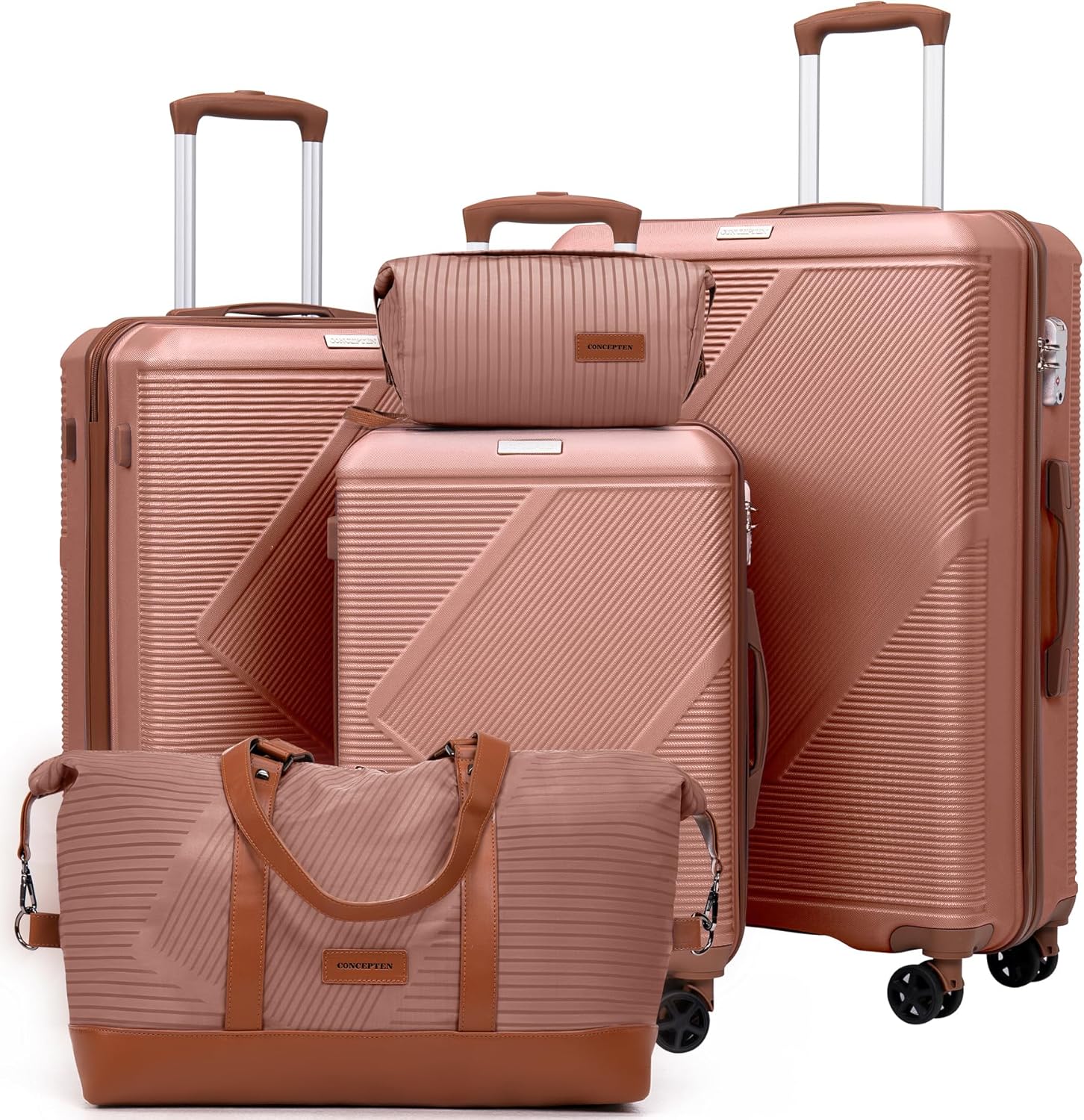 🎊【Local shipping, last day special price】CONCEPTEN Luggage Sets 5 Piece, Suitcases With Wheels, Lightweight Travel Luggage Set With TSA Lock, ABS Hardshell Carry On Suitcase Set