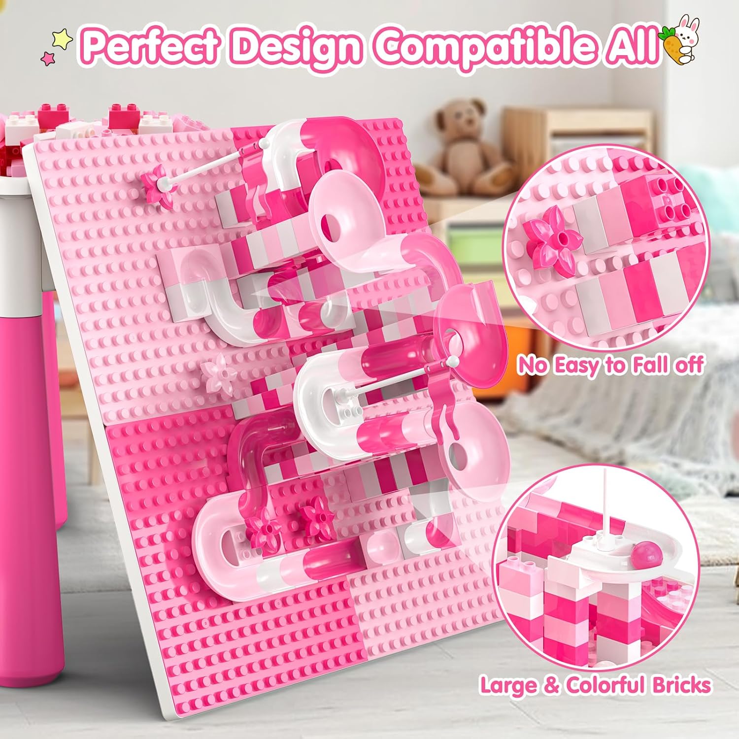 OCATO Kids Activity Table Toddlers Kids Table and Chair Set with 152Pcs Large Marble Run Building Blocks All in One Kid Play Water Tables Sand Tables, STEM Toys for Boys Girls 3 4 5 6 Year Old