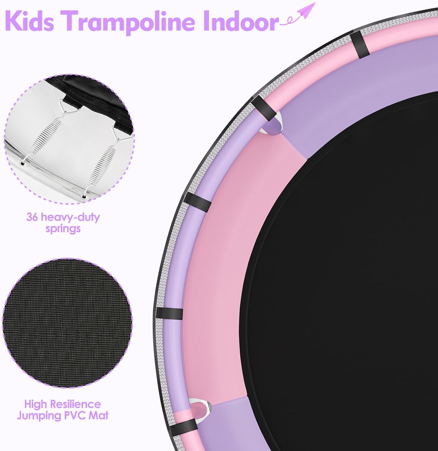 🔥【Year-end promotion】55/60 Trampoline for Kids, 4.5/5 FT Toddler Trampoline with Enclosur Net, Basketball Hoop & Sandbag, 440 LBS Capacity, Adjustable Height，Gifts for Ages 3-12 Boys & Girls