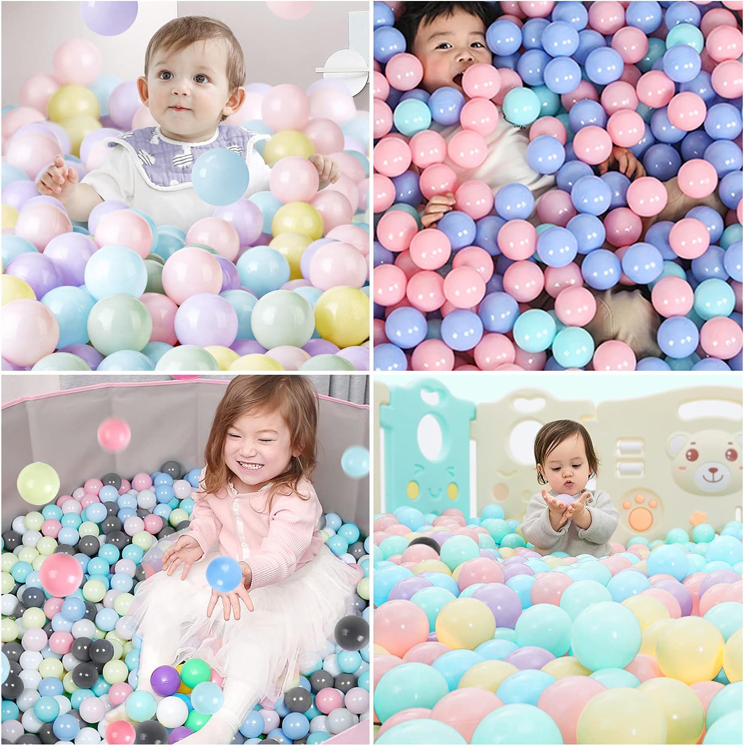 Hovenlay Ball Pit Balls Phthalate Free BPA Free Crush Proof Plastic - 7 Bright Colors in Reusable Play Toys for Kids with Storage Bag