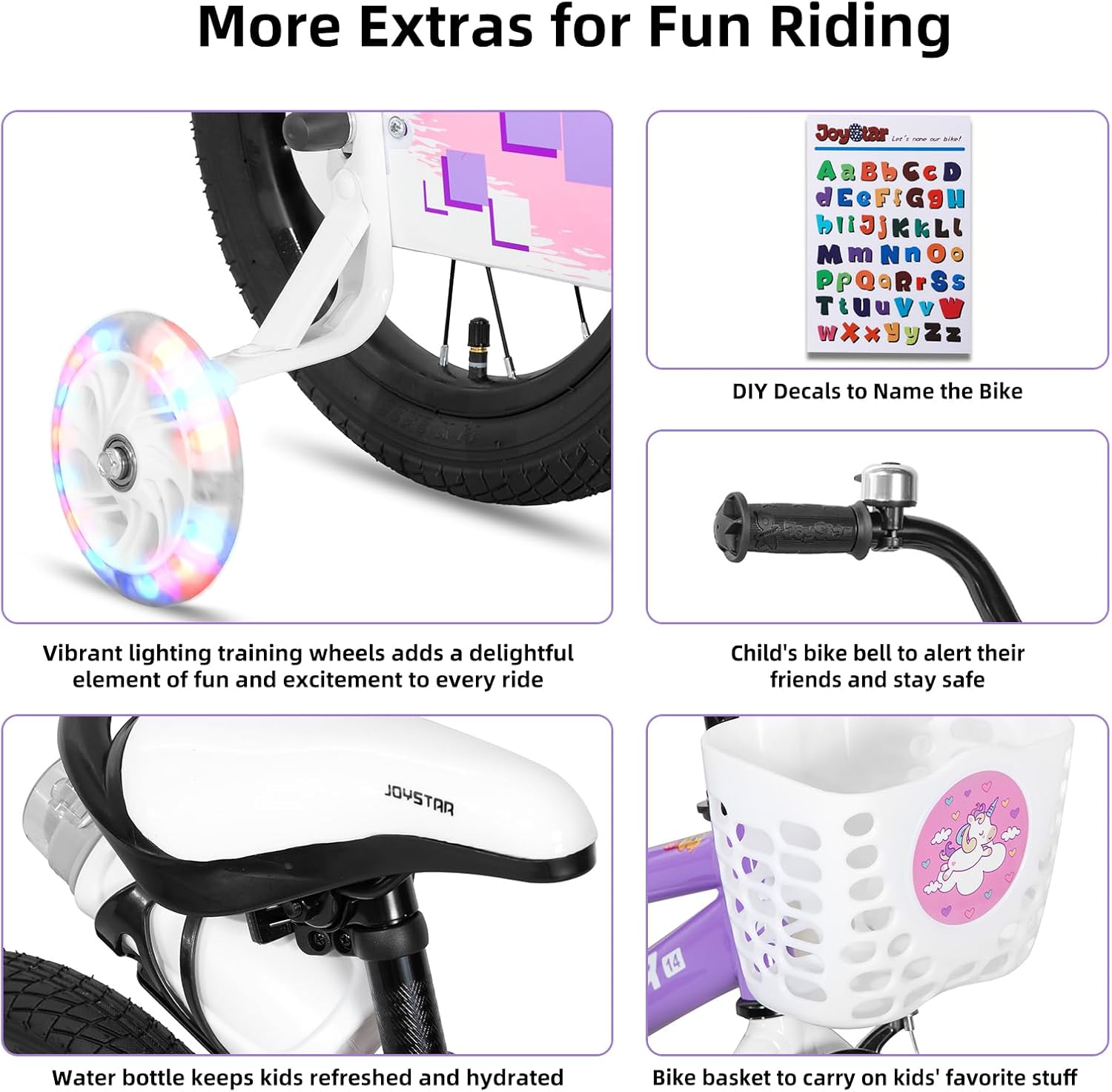 🌲Christmas Sale🎅 JOYSTAR Pluto 12 14 16 18 20 Inch Kids Bike with Light Up Training Wheels, Kids' Bicycle for Boys Girls Age 3-12 Years