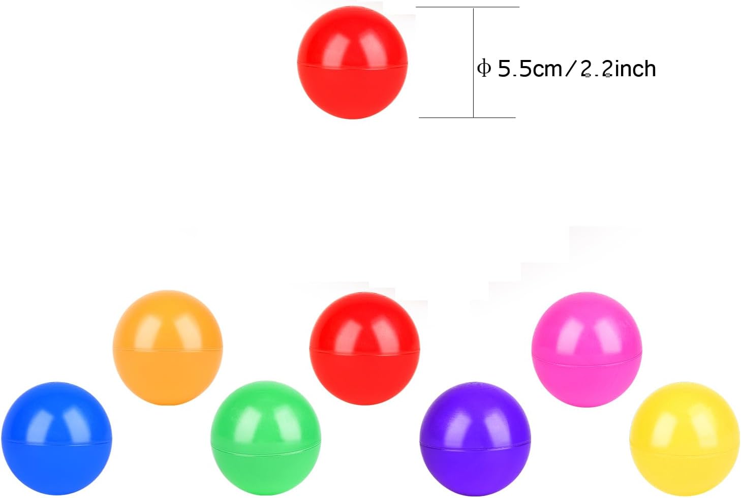 Hovenlay Ball Pit Balls Phthalate Free BPA Free Crush Proof Plastic - 7 Bright Colors in Reusable Play Toys for Kids with Storage Bag