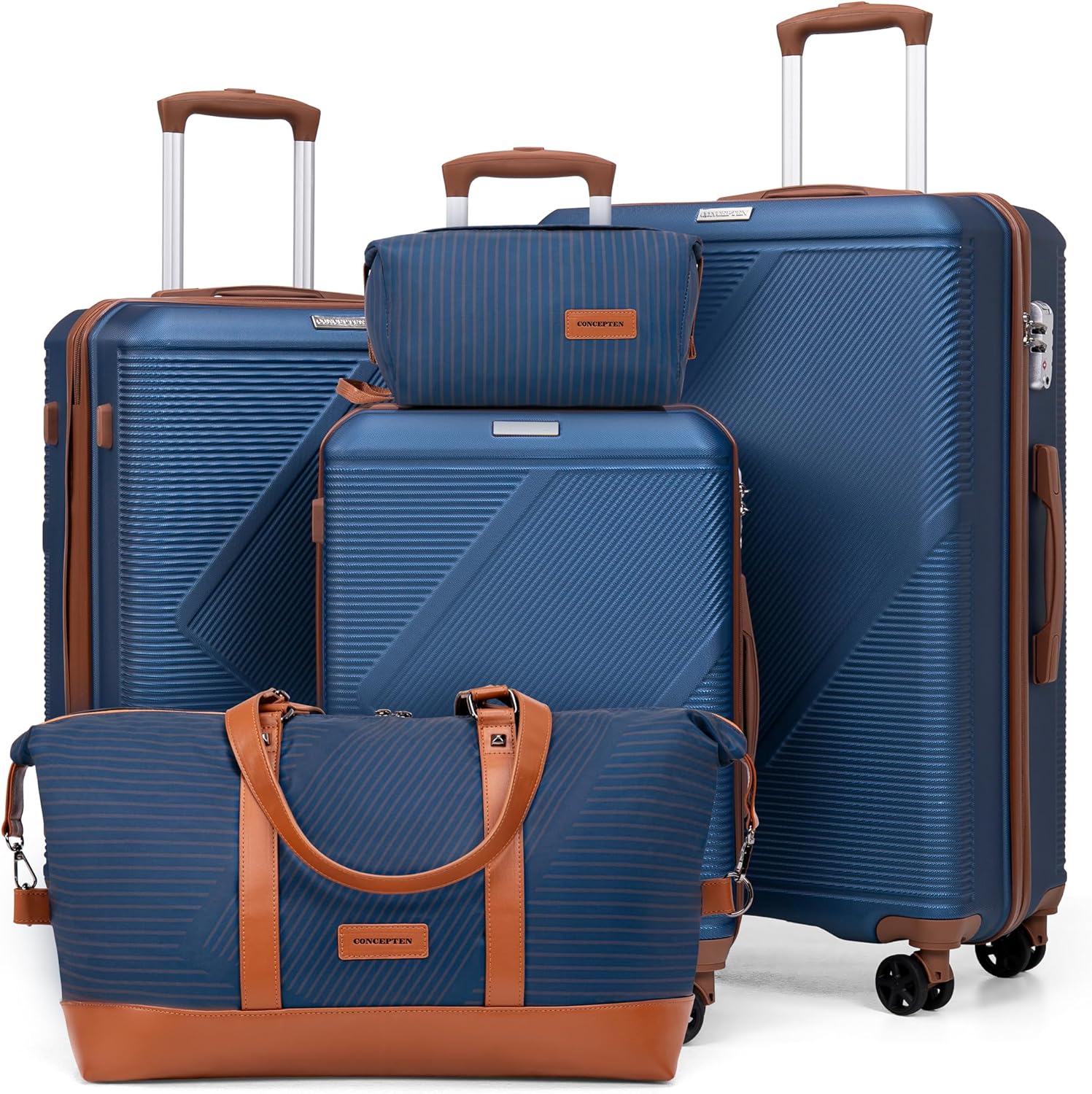 🎊【Local shipping, last day special price】CONCEPTEN Luggage Sets 5 Piece, Suitcases With Wheels, Lightweight Travel Luggage Set With TSA Lock, ABS Hardshell Carry On Suitcase Set