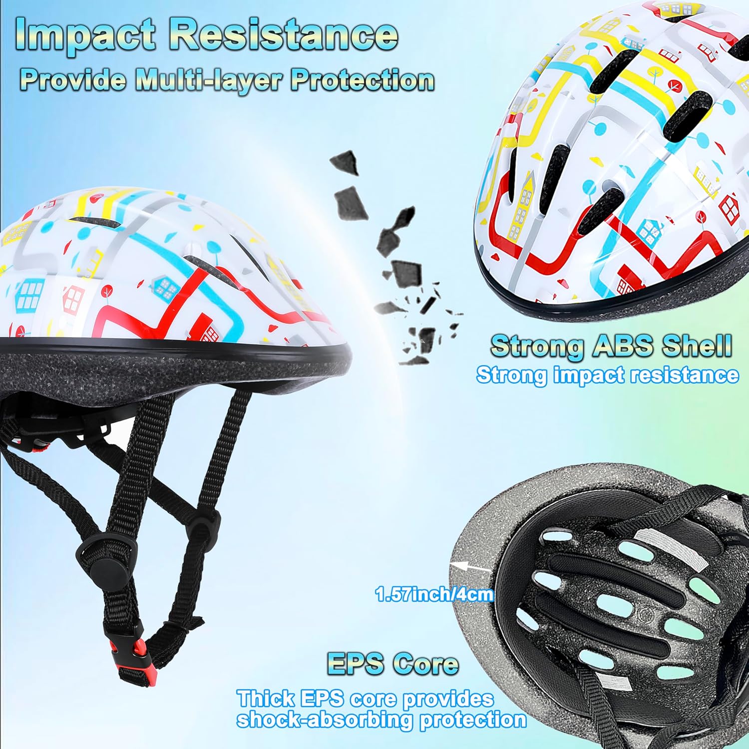 Lamsion Kids Helmet Adjustable for Kids Ages 3-8 Years Old Boys Girls, Toddler Helmet with Protective Sports Gear Set Knee Elbow Pads Wrist Guards for Cycling Skateboard Scooter