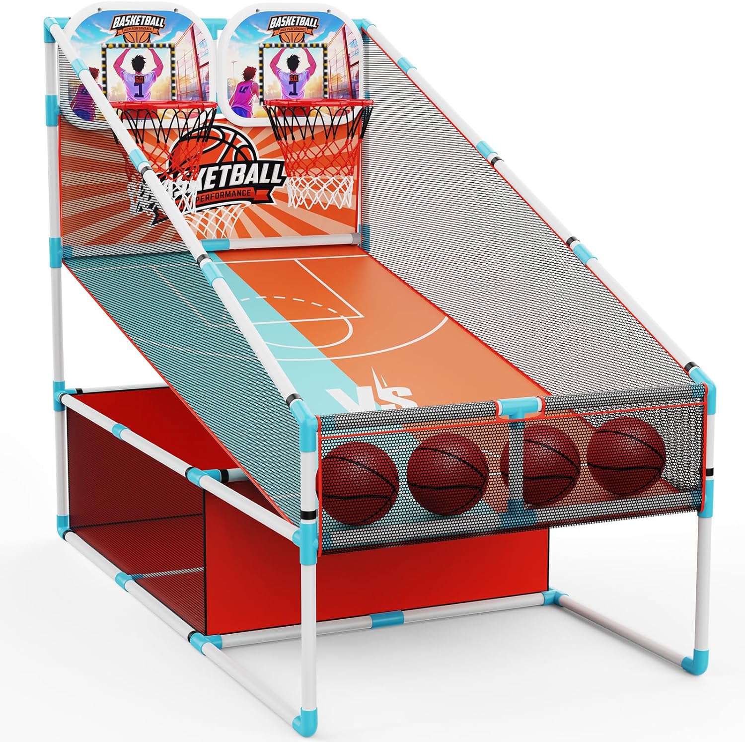 2-Player Arcade Basketball Game Set,Upgraded Indoor Hoop with LED Light Electronic Scoreboard 4 Balls,Carnival Games Sports Toys Kids 3-12 for Home Party Backyard Outdoor Boys Girls Toddlers Gifts