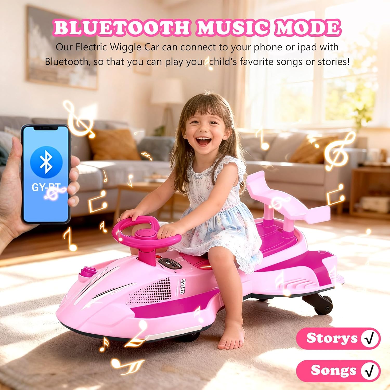 🔥【Buy 1 Get 1 Free】12V Electric Wiggle Car Ride On Toy, Swing Car with Pedal, for Kids from Ages 3 and Up, Birthday Gifts for Boys and Girls, Anti-Rollover, Flashing Wheels