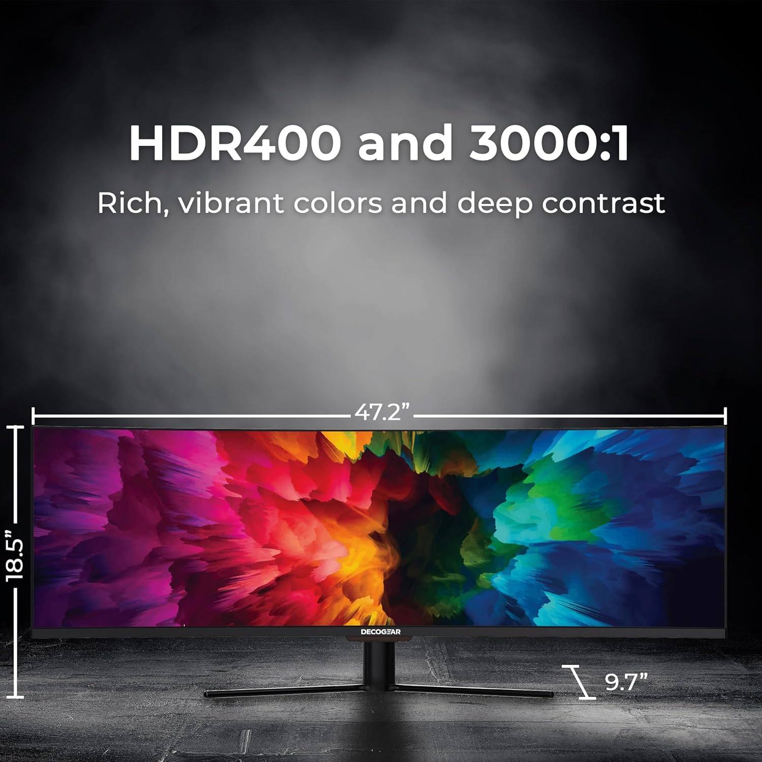 Deco Gear Curved 49” Super Ultrawide Gaming Monitor, 32:9 WDFHD 3840×1080, 144Hz, 4ms, 3000:1 VA, HDR400, Adaptive Sync, USB-C 65W, HDMI/DP, PBP/PIP, KVM, 1800R, American Seller