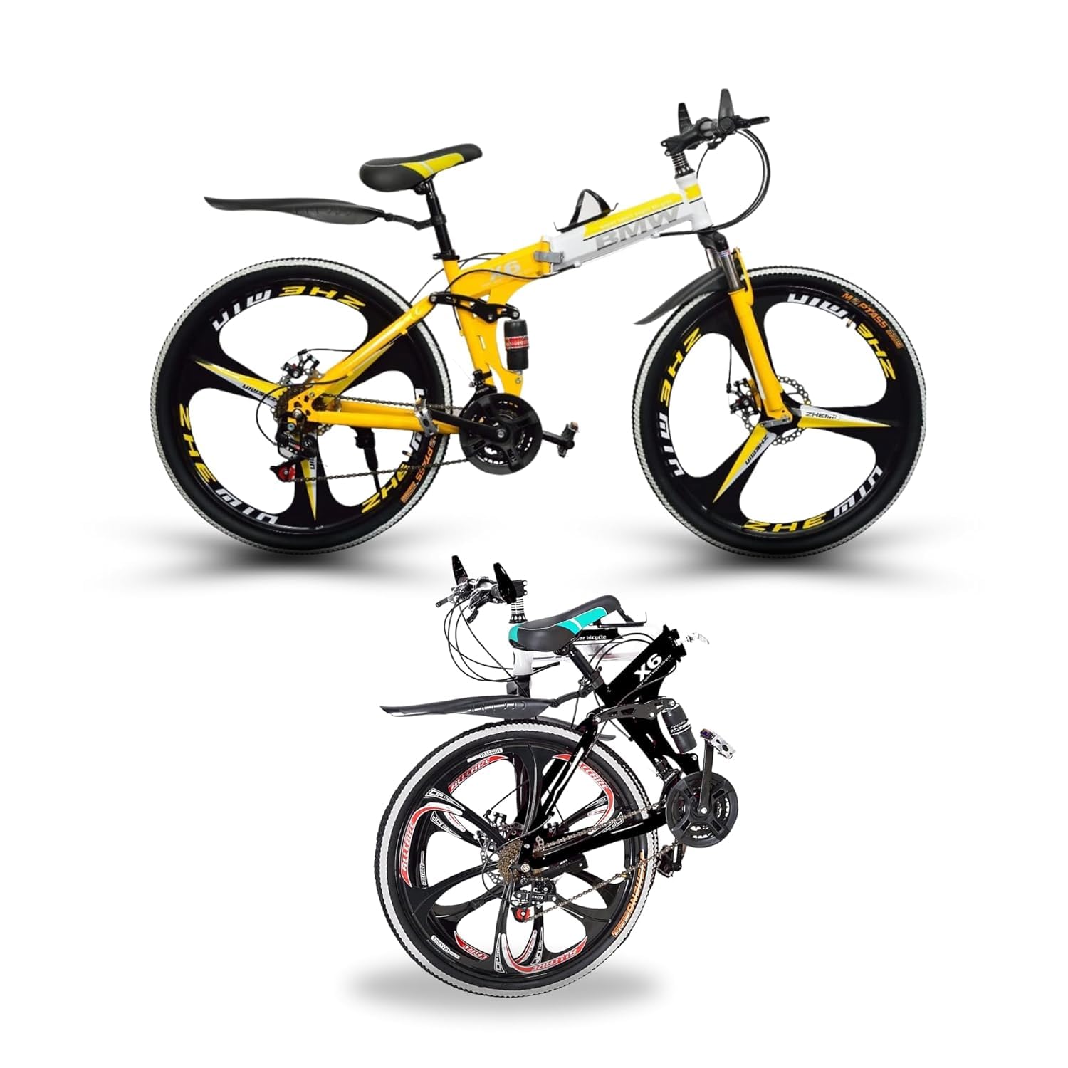 🔥 BMV Foldable Cycle for Men | 26-Inch MTB Mountain Bicycle with 21-Speed Gears, Dual Disc Brakes, Hydraulic Suspension, Alloy Mag Wheels | Folding Sports Bike for Adults