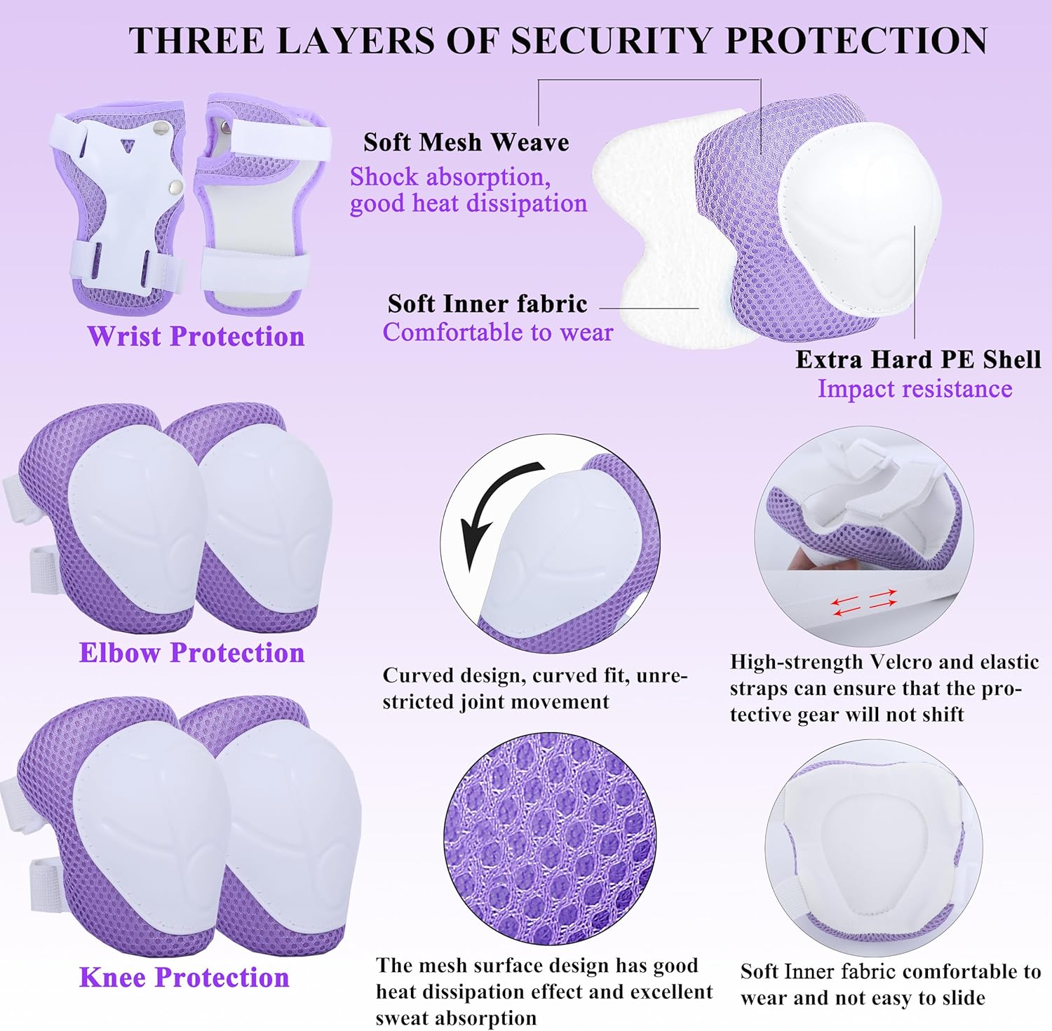 Lamsion Kids Helmet Adjustable for Kids Ages 3-8 Years Old Boys Girls, Toddler Helmet with Protective Sports Gear Set Knee Elbow Pads Wrist Guards for Cycling Skateboard Scooter