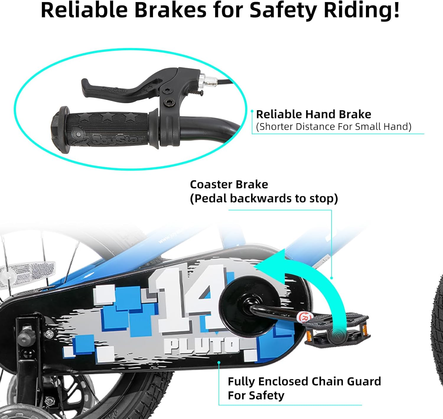 🌲Christmas Sale🎅 JOYSTAR Pluto 12 14 16 18 20 Inch Kids Bike with Light Up Training Wheels, Kids' Bicycle for Boys Girls Age 3-12 Years