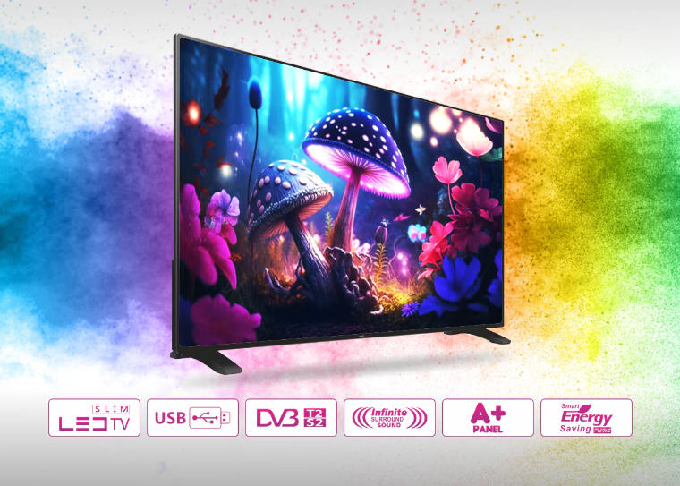 Icona London ILED-320DTS 32” Edgeless Digital Satellite LED TV With A+ Panel - HDMI/USB - DVB-T2/S2 - Black (1YR WRTY)