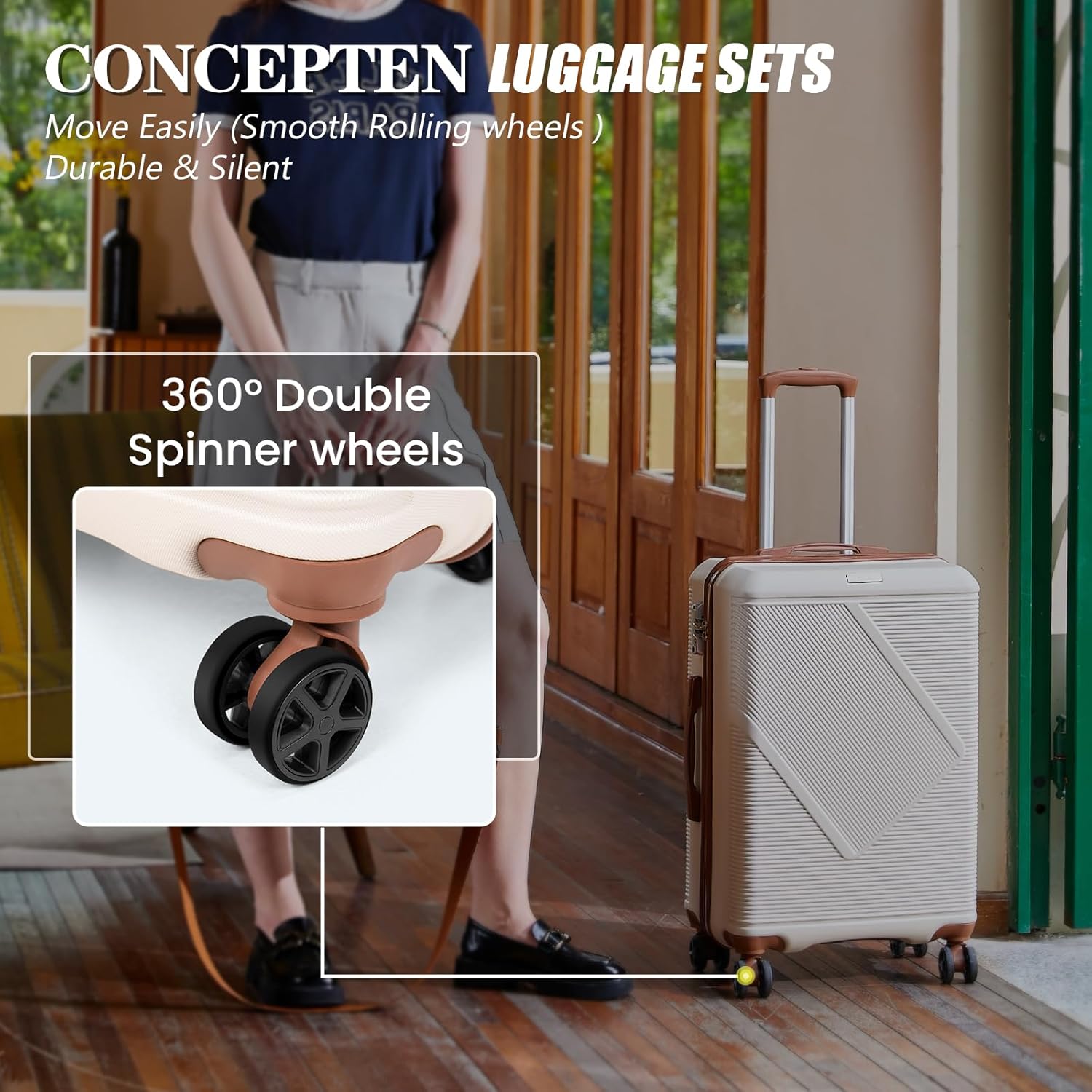 🎊【Local shipping, last day special price】CONCEPTEN Luggage Sets 5 Piece, Suitcases With Wheels, Lightweight Travel Luggage Set With TSA Lock, ABS Hardshell Carry On Suitcase Set