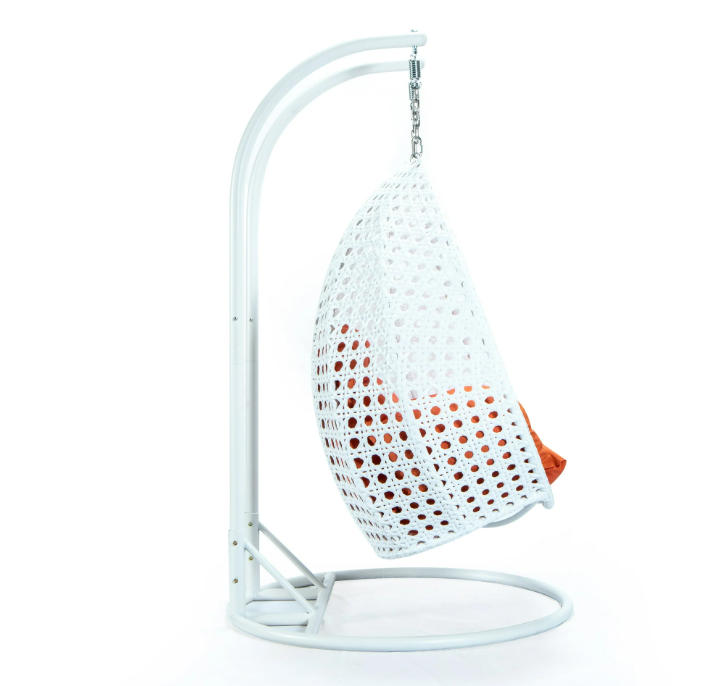 😍【Buy 1 Get 1 Free】LeisureMod Modern Beige Wicker Hanging Double Seater Egg Swing Chair with Cushion