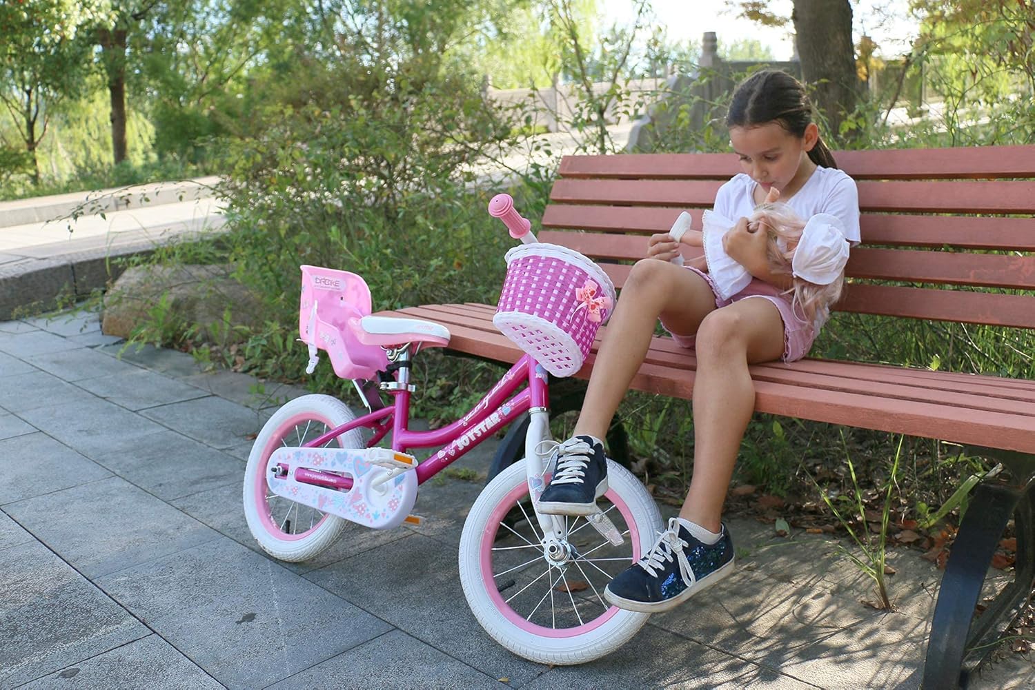 🌲Big clearance sale🎅 JOYSTAR Angel Girls Bike for Toddlers and Kids Ages 2-13 Years Old, 12 14 16 18 20 Inch Kids Bike with Training Wheels & Basket, 20 24 Inch Girls Bicycle with Handbrake & Kickstand