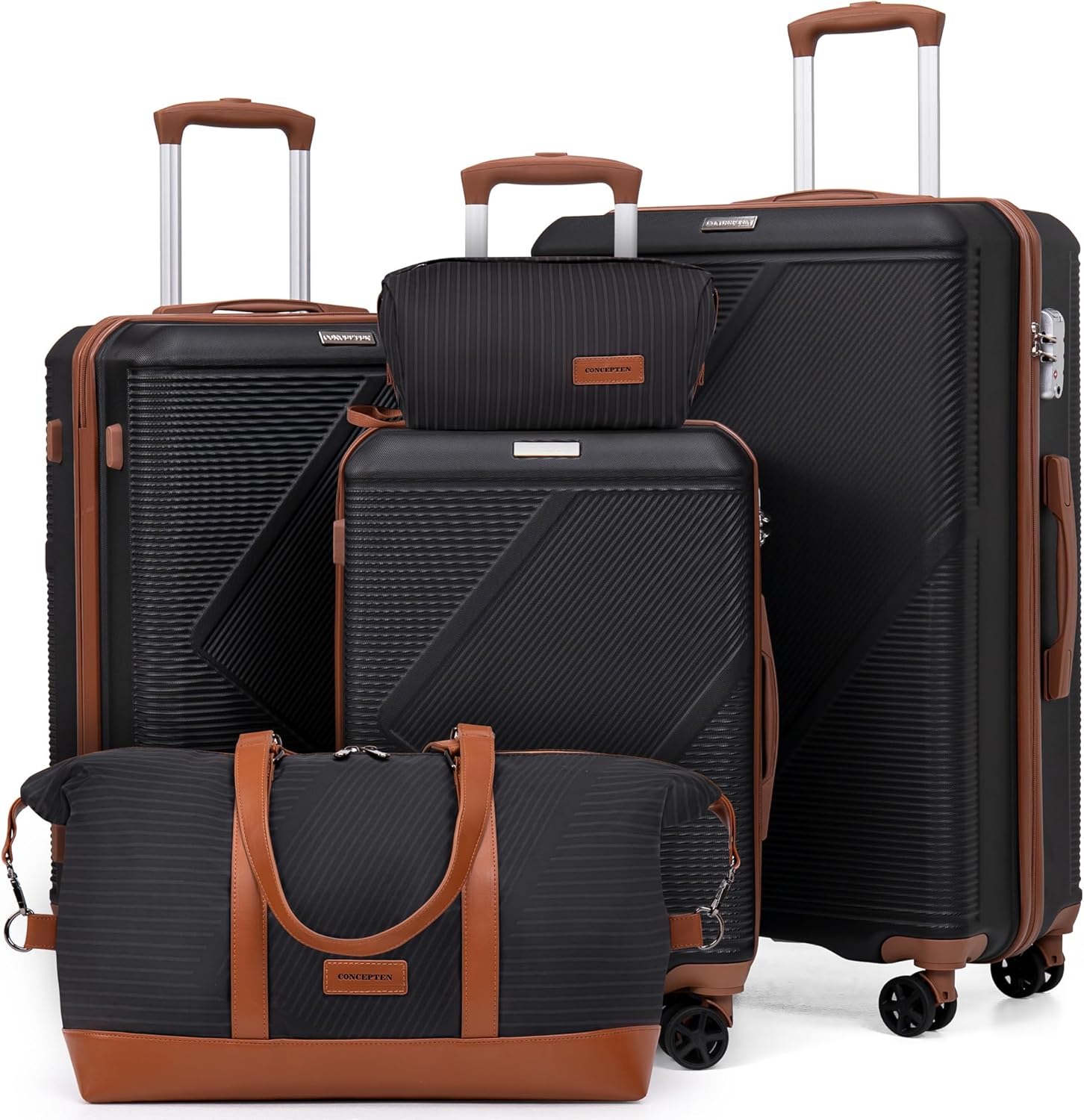 🎊【Local shipping, last day special price】CONCEPTEN Luggage Sets 5 Piece, Suitcases With Wheels, Lightweight Travel Luggage Set With TSA Lock, ABS Hardshell Carry On Suitcase Set