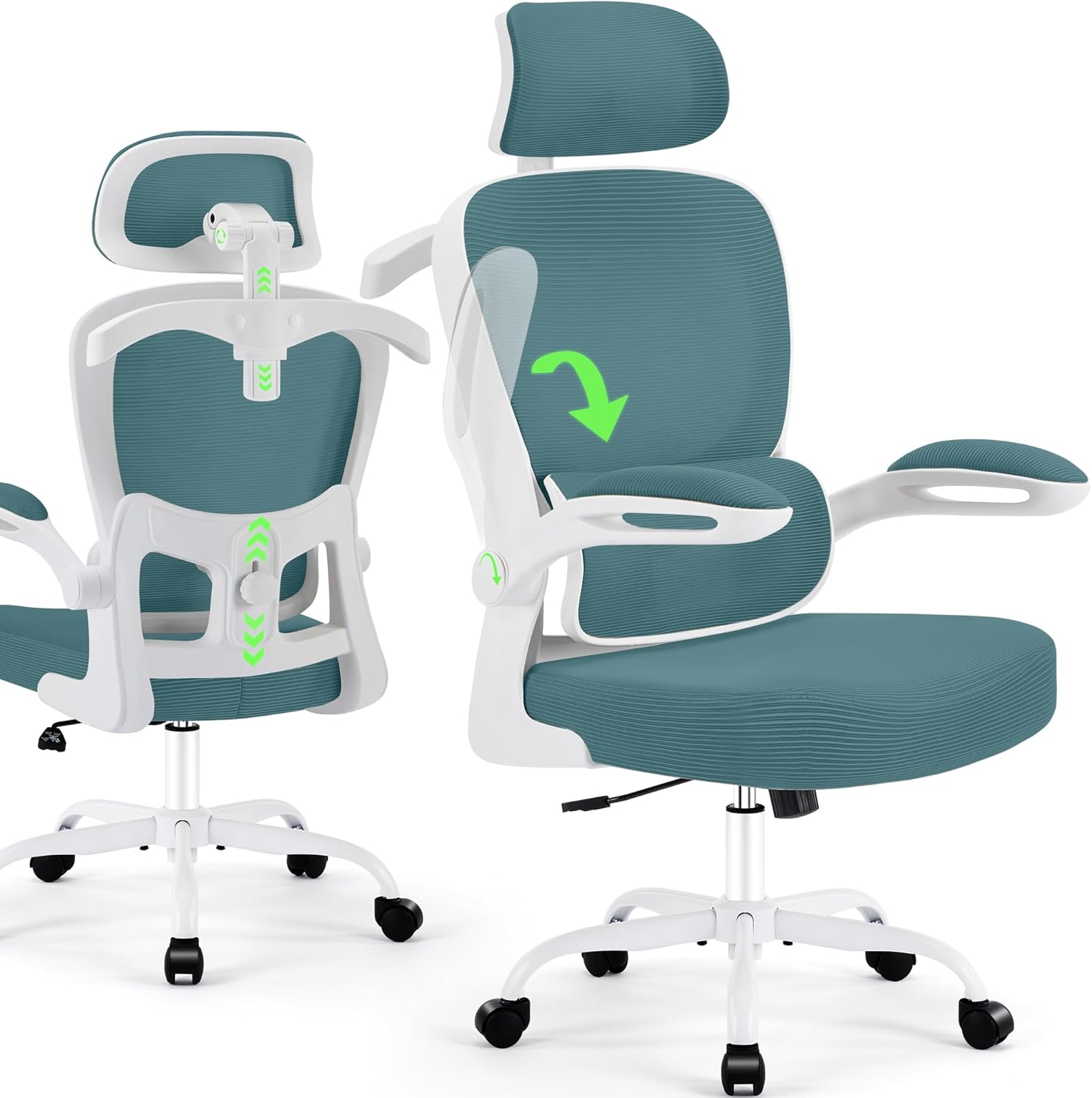 🔥【Buy 1 Get 2 Free】AreShark Office Chair Ergonomic Desk Chairs with Adjustable Lumbar Support& Headrest Hanger, High Back Breathable Mesh Chair with Wheels, Rolling Swivel Comfy Task Computer Chair for Home Work Gaming