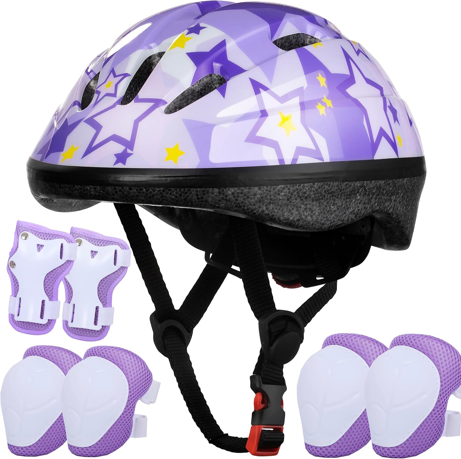 Lamsion Kids Helmet Adjustable for Kids Ages 3-8 Years Old Boys Girls, Toddler Helmet with Protective Sports Gear Set Knee Elbow Pads Wrist Guards for Cycling Skateboard Scooter