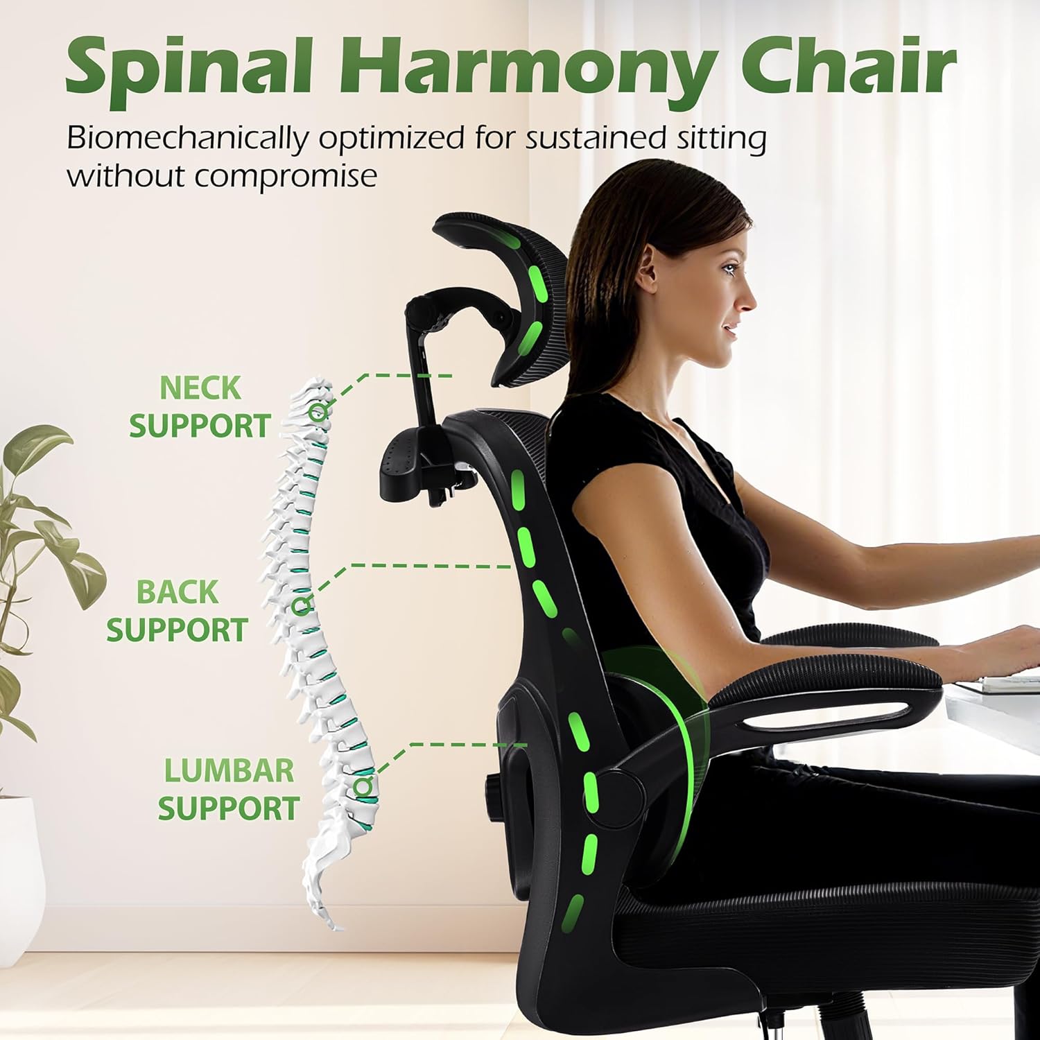 🔥【Buy 1 Get 2 Free】AreShark Office Chair Ergonomic Desk Chairs with Adjustable Lumbar Support& Headrest Hanger, High Back Breathable Mesh Chair with Wheels, Rolling Swivel Comfy Task Computer Chair for Home Work Gaming
