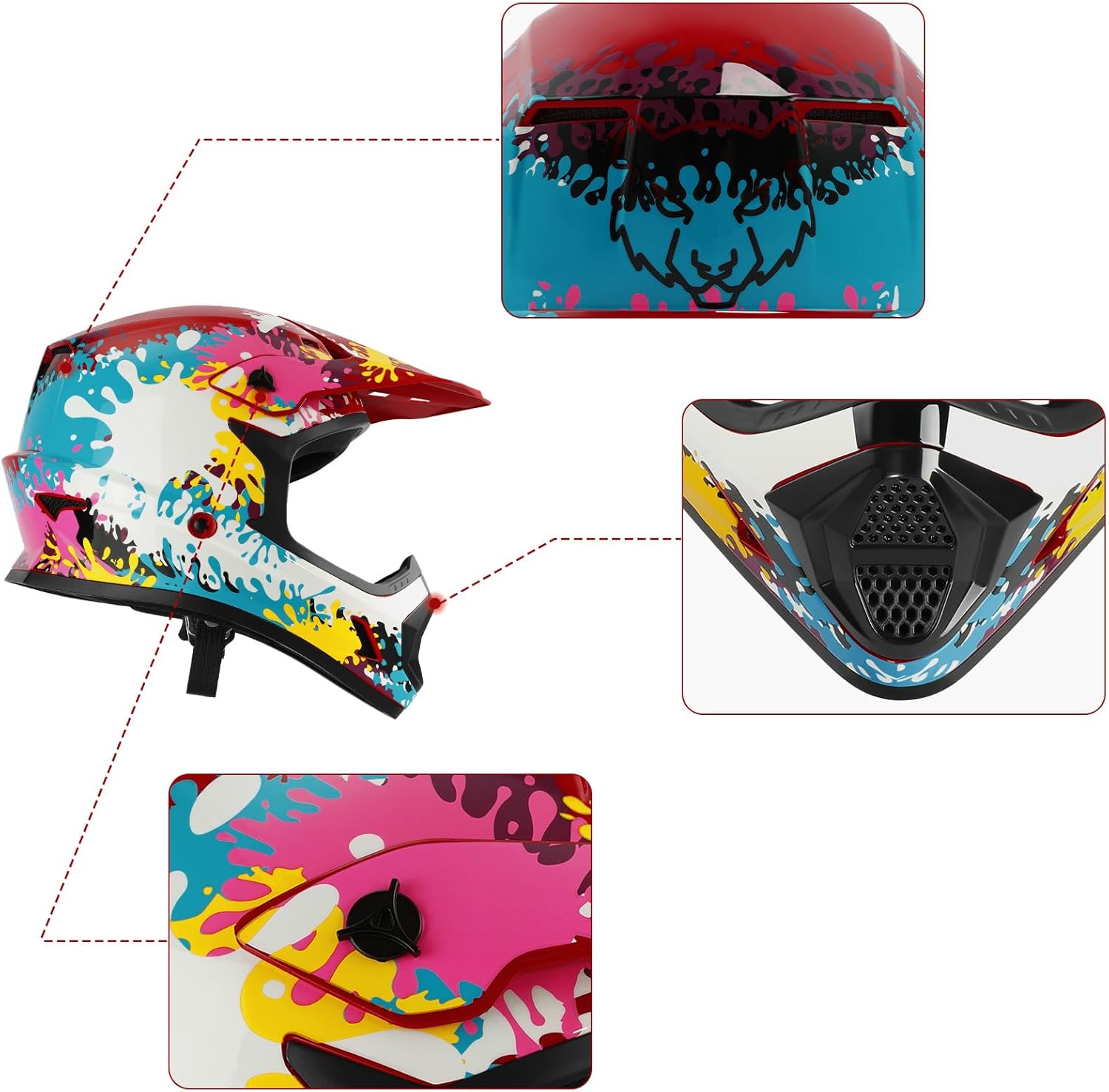🌲🎅Year-end promotions🌲🎅TCMT DOT Youth Kids Dirt Bike Helmet Youth Motocross Helmet Full Face ATV Four Wheeler Motorcycle BMX Helmet for Boys Girls, Off-Road Protective Gear with Goggles Gloves New