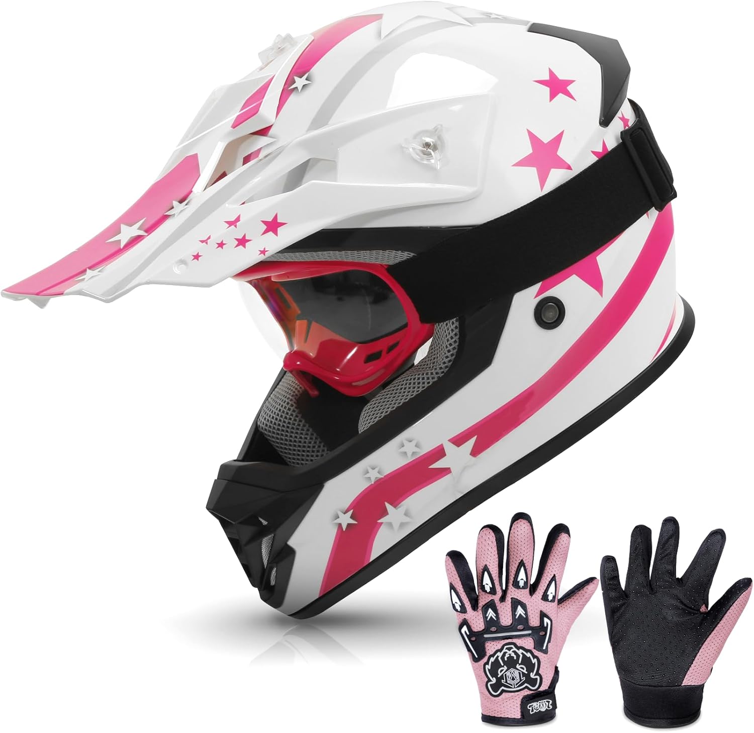 🌲🎅Year-end promotions🌲🎅TCMT DOT Youth Kids Dirt Bike Helmet Youth Motocross Helmet Full Face ATV Four Wheeler Motorcycle BMX Helmet for Boys Girls, Off-Road Protective Gear with Goggles Gloves New