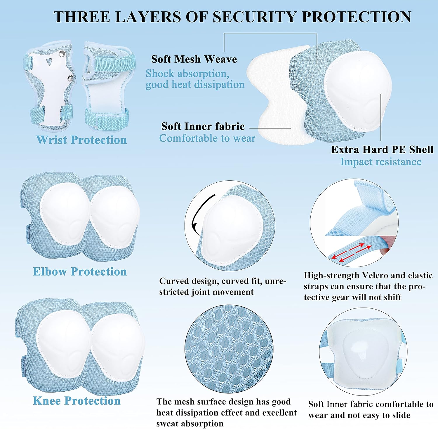 Lamsion Kids Helmet Adjustable for Kids Ages 3-8 Years Old Boys Girls, Toddler Helmet with Protective Sports Gear Set Knee Elbow Pads Wrist Guards for Cycling Skateboard Scooter