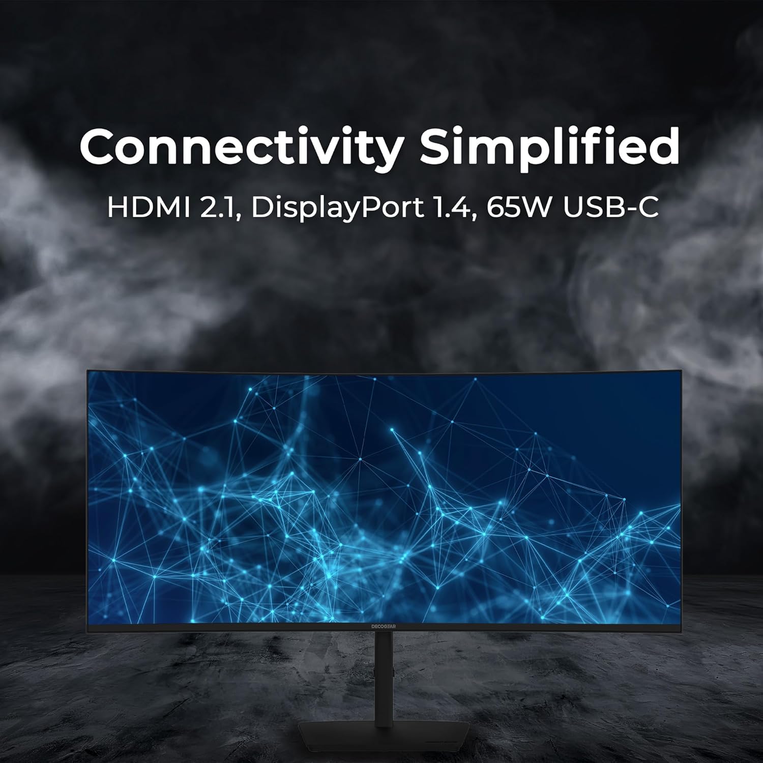 Deco Gear Curved 49” Super Ultrawide Gaming Monitor, 32:9 WDFHD 3840×1080, 144Hz, 4ms, 3000:1 VA, HDR400, Adaptive Sync, USB-C 65W, HDMI/DP, PBP/PIP, KVM, 1800R, American Seller