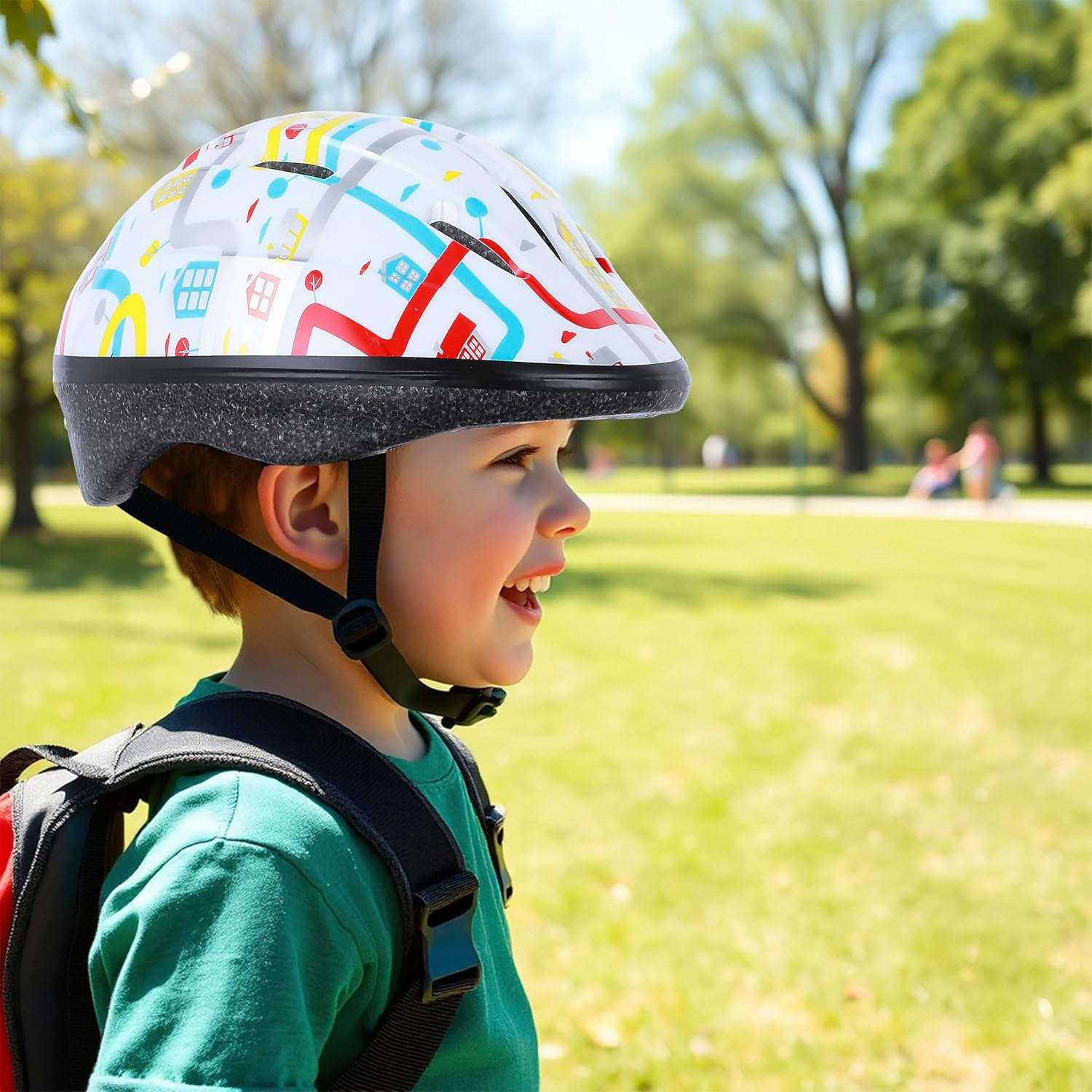 Lamsion Kids Helmet Adjustable for Kids Ages 3-8 Years Old Boys Girls, Toddler Helmet with Protective Sports Gear Set Knee Elbow Pads Wrist Guards for Cycling Skateboard Scooter