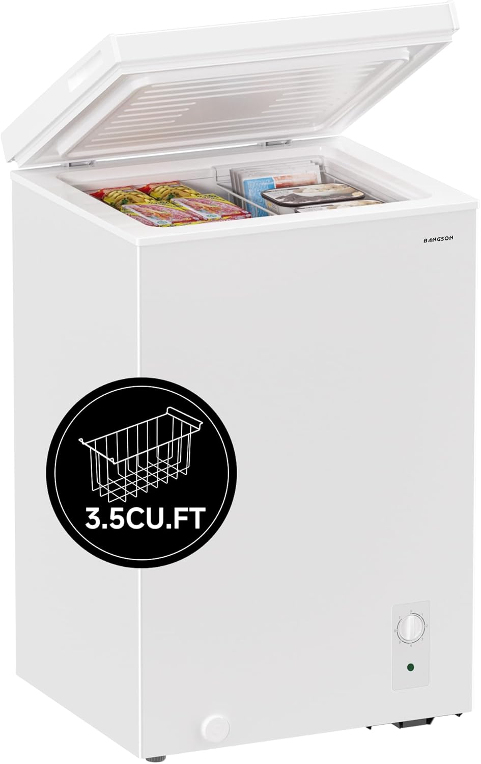 💯【Free iron with every order】BANGSON 7.1 Cu.Ft Chest Freezer, Deep Freezer with Adjustable Thermostat, Top Open Door Freezer with Removable Basket, Quiet Operation, Ideal for Kitchen/Apartment/Office