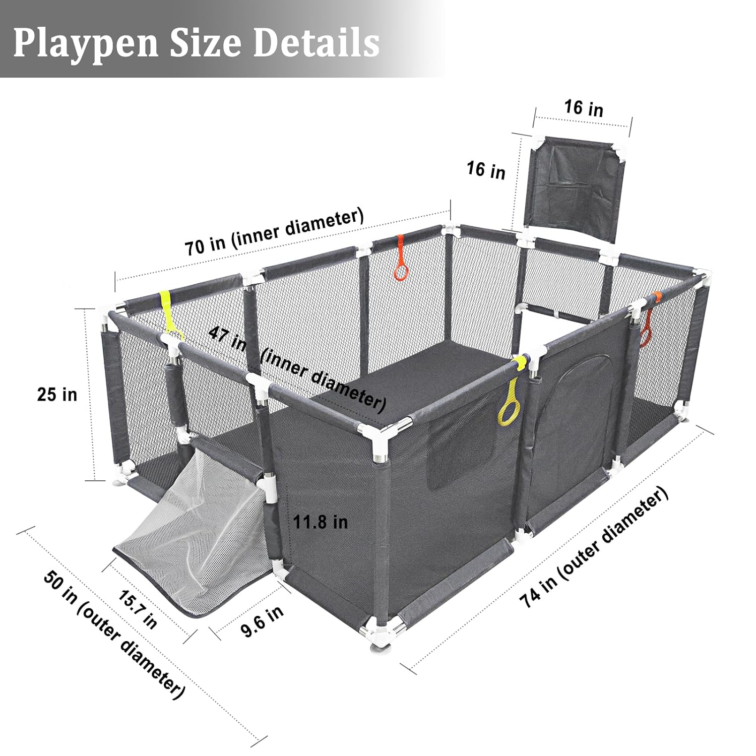👉Price Reduction Notice👈 74×50 Large Playpen for Babies and Toddlers, Kids Playyard with Basketball Hoop & Football Nets, Comes with a Storage Carry Bag, Pull Up Rings, Sturdy Safety Play Pen w/Soft Breathable Mesh