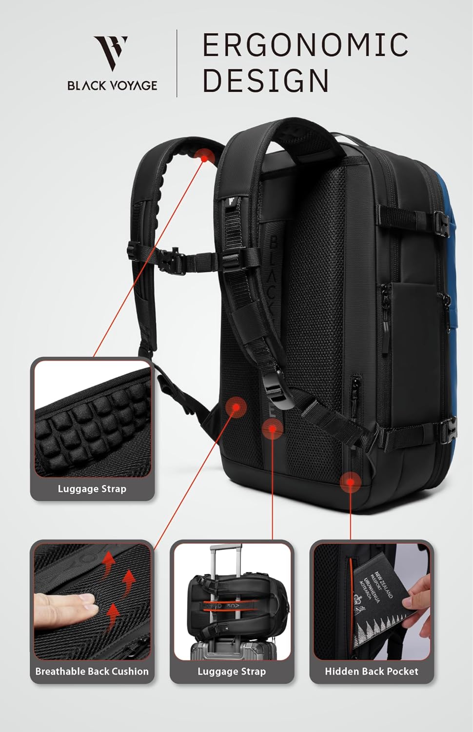 🌲🔥【Buy 1 Get 1 Free】Vortex Vacuum Seal Travel Backpack 60L Expandable Air Compression System Water Resistant TSA Lock Carry-On Suitcase Luggage Blue AERO - Vacuum Pump Included