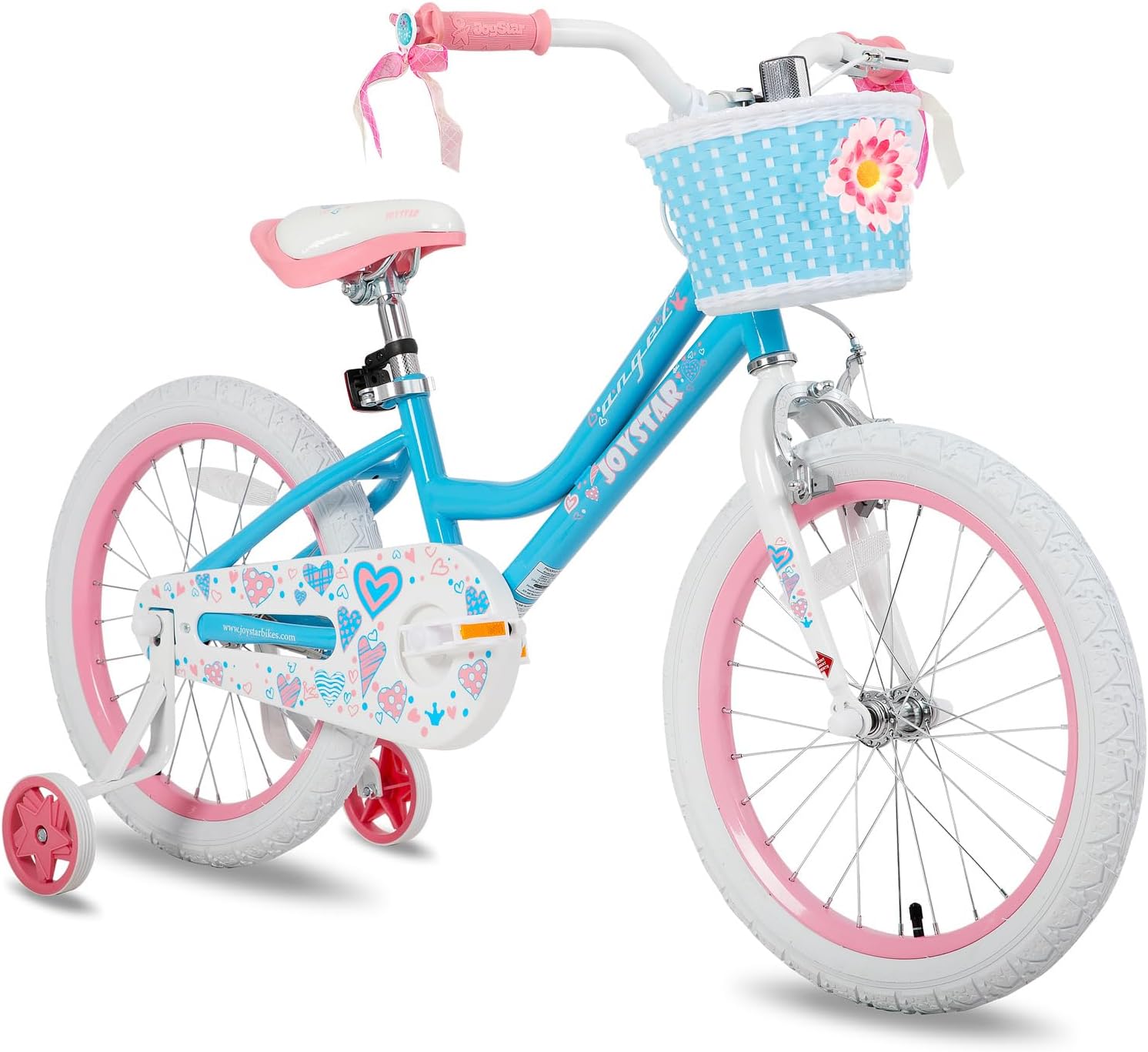 🌲Big clearance sale🎅 JOYSTAR Angel Girls Bike for Toddlers and Kids Ages 2-13 Years Old, 12 14 16 18 20 Inch Kids Bike with Training Wheels & Basket, 20 24 Inch Girls Bicycle with Handbrake & Kickstand