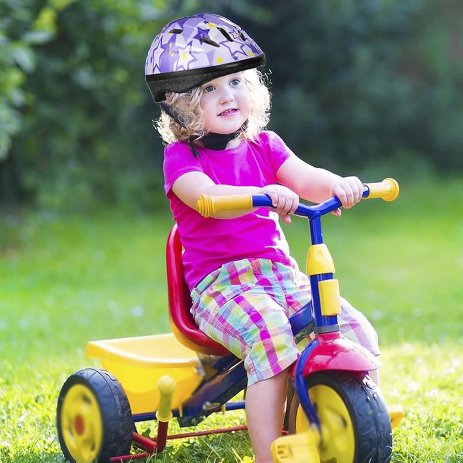 Lamsion Kids Helmet Adjustable for Kids Ages 3-8 Years Old Boys Girls, Toddler Helmet with Protective Sports Gear Set Knee Elbow Pads Wrist Guards for Cycling Skateboard Scooter