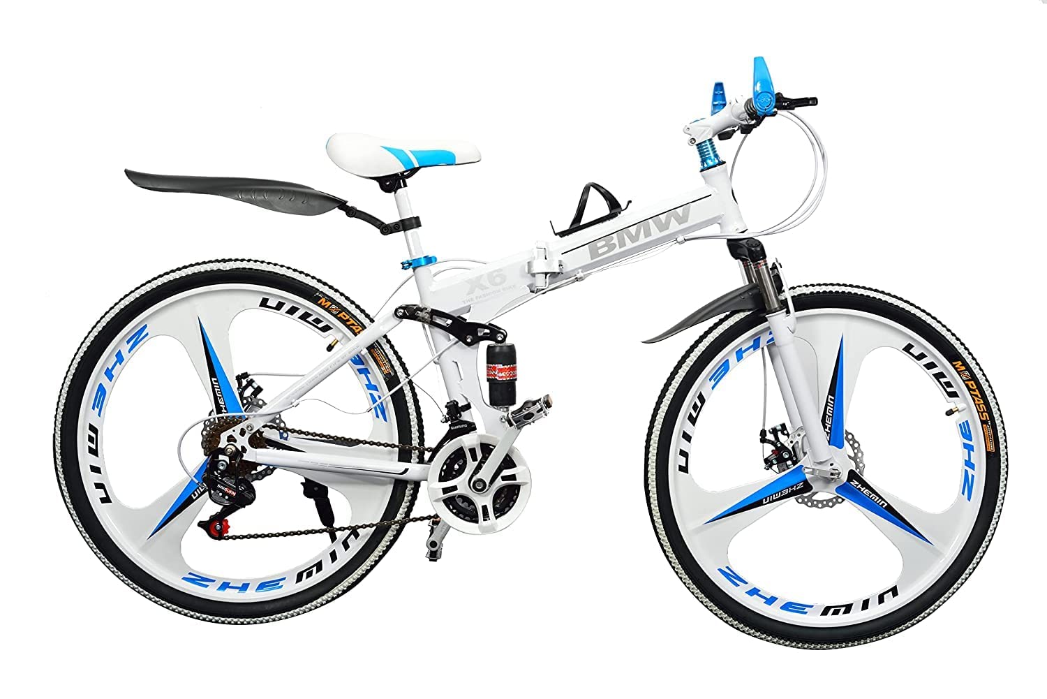 🔥 BMV Foldable Cycle for Men | 26-Inch MTB Mountain Bicycle with 21-Speed Gears, Dual Disc Brakes, Hydraulic Suspension, Alloy Mag Wheels | Folding Sports Bike for Adults