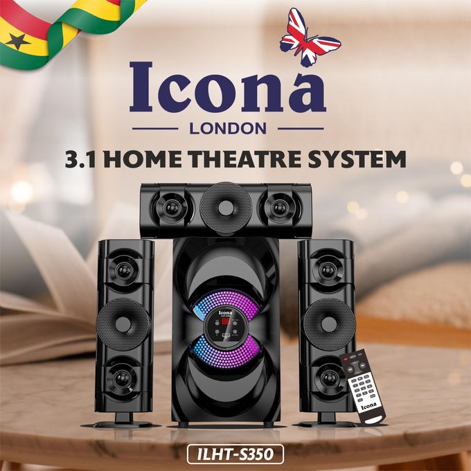 🌲🎅Year-end promotions🌲🎅 DM-S4 Bluetooth 5.3 Speakers Home Theater 3.1 Channels with Remote Control, 60W, Subwoofer, Black/Wood, RCA, USB, Radio/FM Connections.