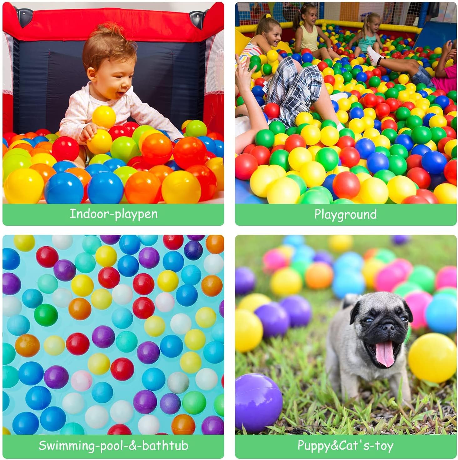 Hovenlay Ball Pit Balls Phthalate Free BPA Free Crush Proof Plastic - 7 Bright Colors in Reusable Play Toys for Kids with Storage Bag