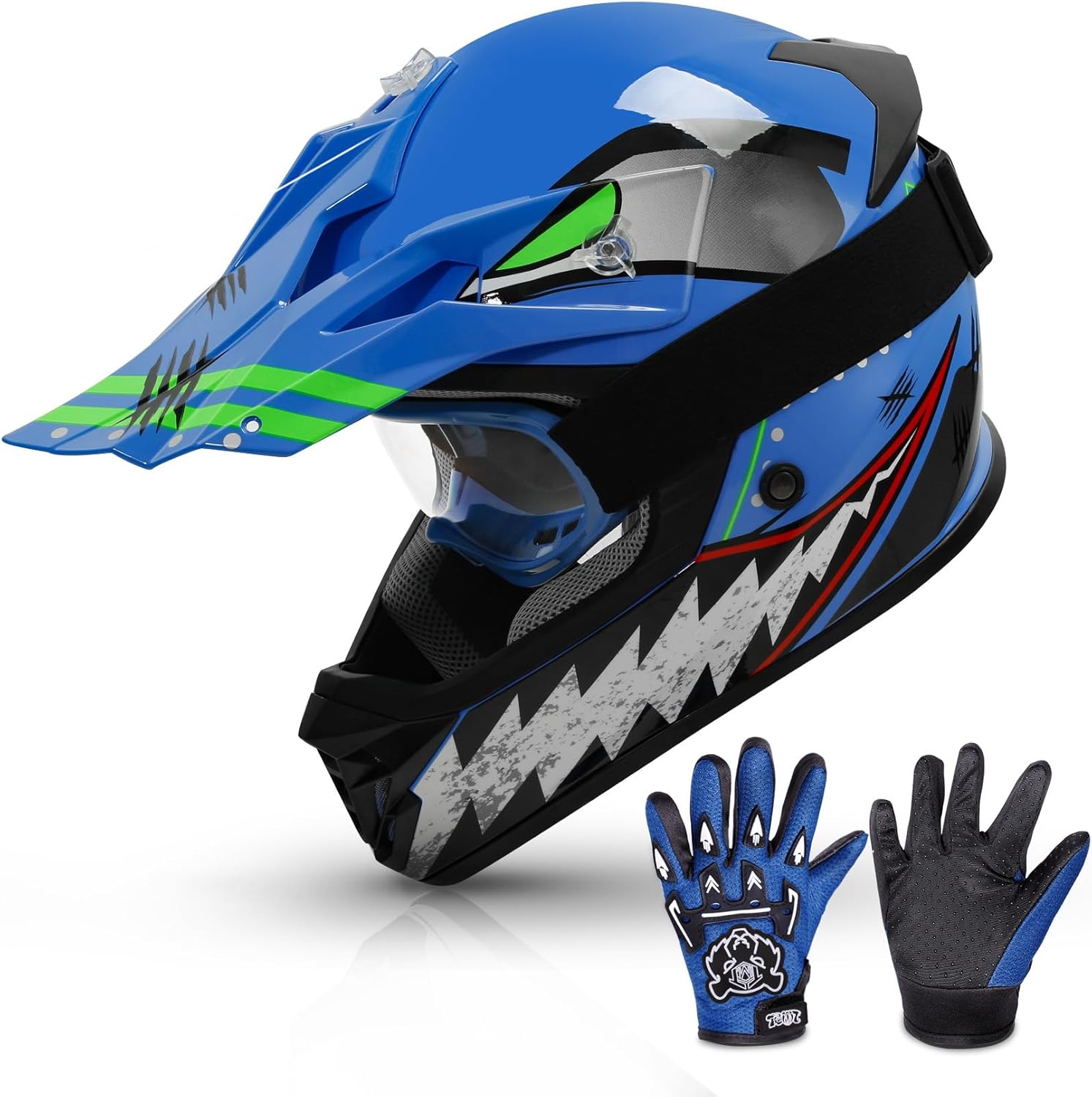 🌲🎅Year-end promotions🌲🎅TCMT DOT Youth Kids Dirt Bike Helmet Youth Motocross Helmet Full Face ATV Four Wheeler Motorcycle BMX Helmet for Boys Girls, Off-Road Protective Gear with Goggles Gloves New