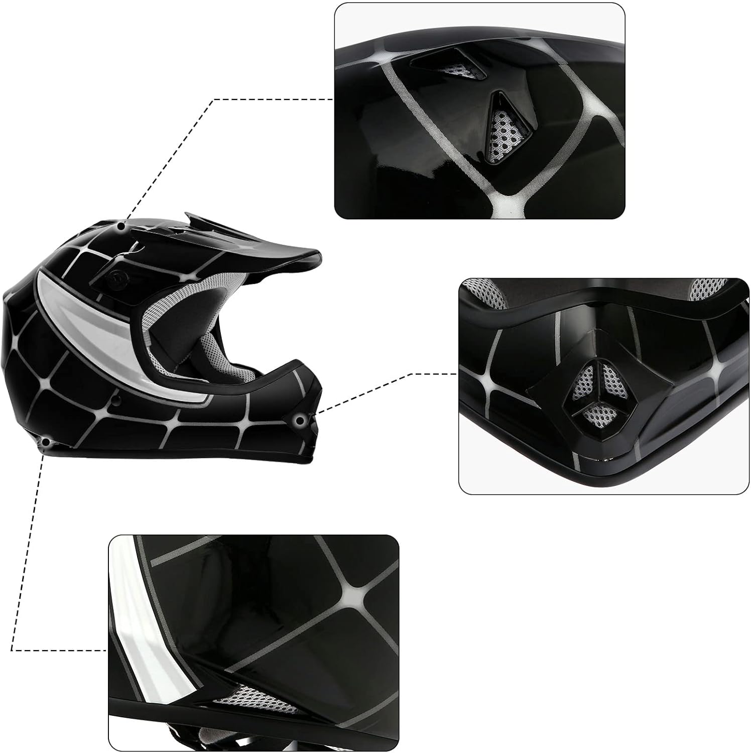 🌲🎅Year-end promotions🌲🎅TCMT DOT Youth Kids Dirt Bike Helmet Youth Motocross Helmet Full Face ATV Four Wheeler Motorcycle BMX Helmet for Boys Girls, Off-Road Protective Gear with Goggles Gloves New