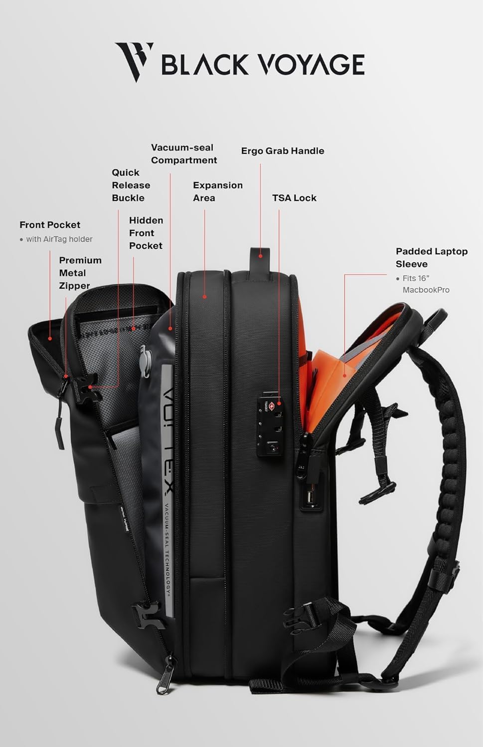 🌲🔥【Buy 1 Get 1 Free】Vortex Vacuum Seal Travel Backpack 60L Expandable Air Compression System Water Resistant TSA Lock Carry-On Suitcase Luggage Blue AERO - Vacuum Pump Included