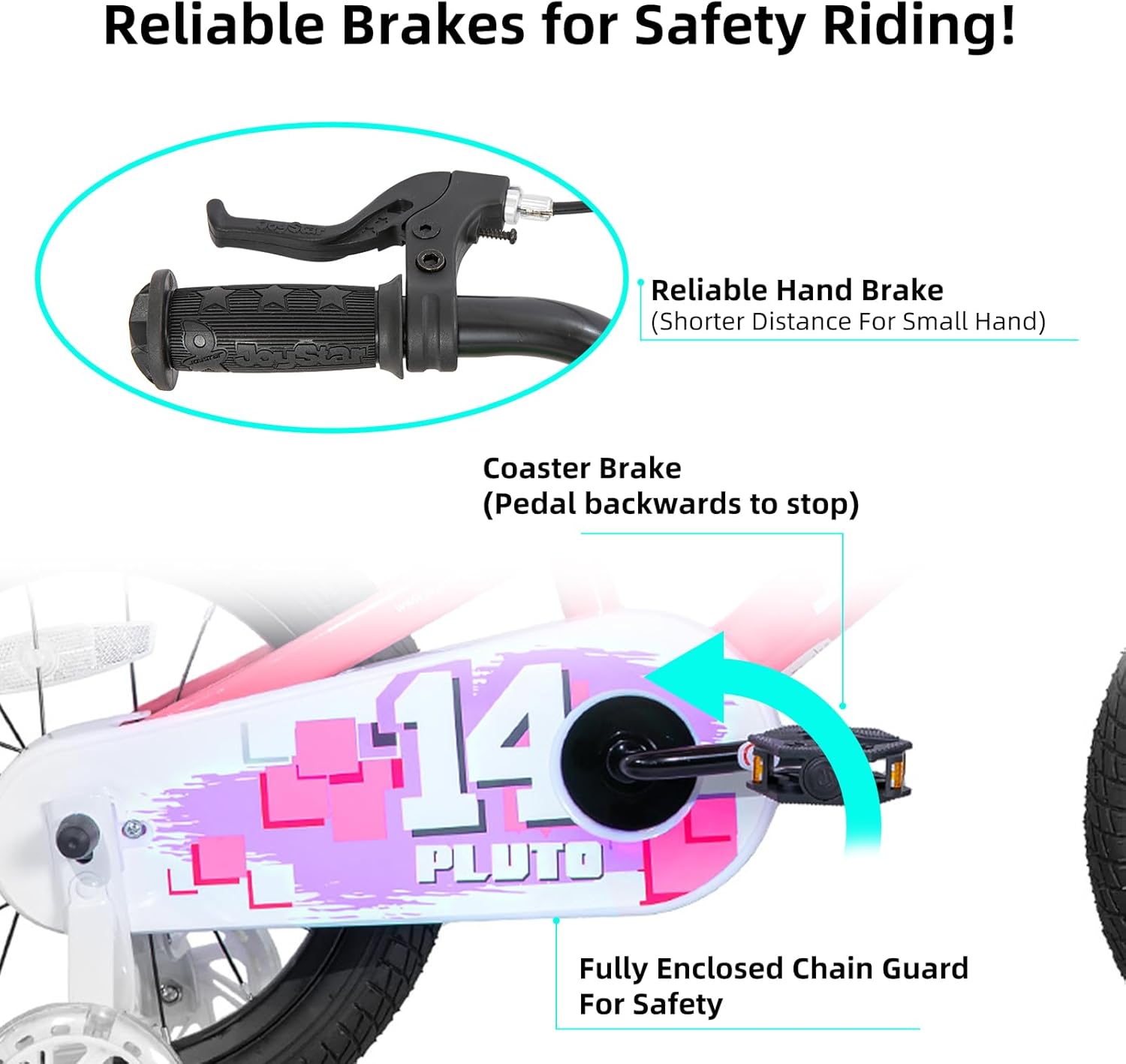 🌲Christmas Sale🎅 JOYSTAR Pluto 12 14 16 18 20 Inch Kids Bike with Light Up Training Wheels, Kids' Bicycle for Boys Girls Age 3-12 Years